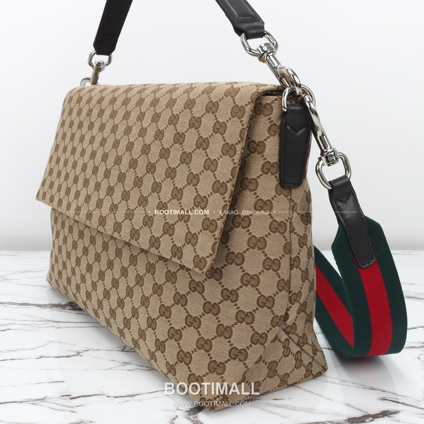 구찌 캔버스 레더 트림 구조 토트백 Gucci Canvas Leather Trim Structured Tote Bag 821616 36cm 16