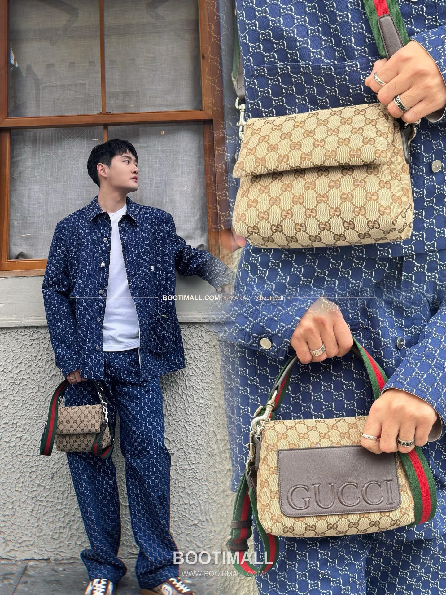 구찌 캔버스 레더 트림 미니 숄더백 Gucci Canvas Leather Trim Mini Shoulder Bag 821617 19cm 5