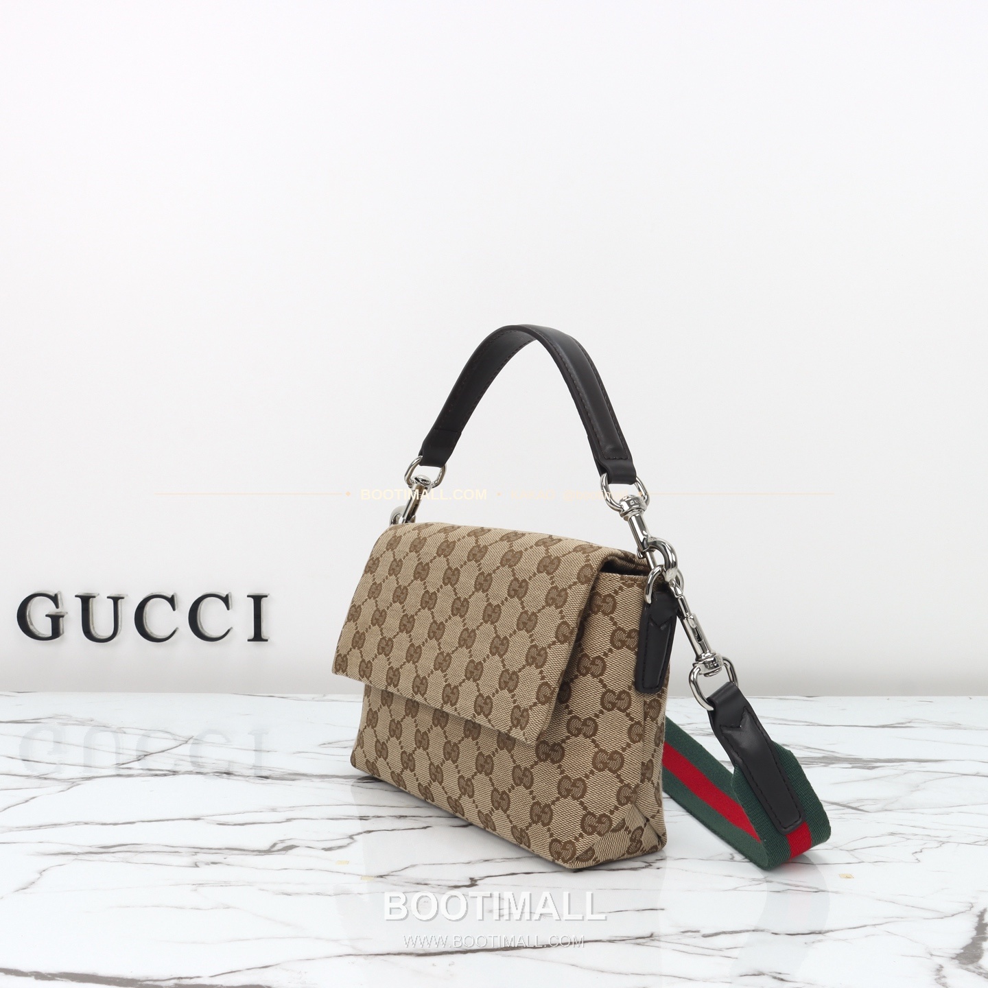구찌 캔버스 레더 트림 미니 숄더백 Gucci Canvas Leather Trim Mini Shoulder Bag 821617 19cm 11