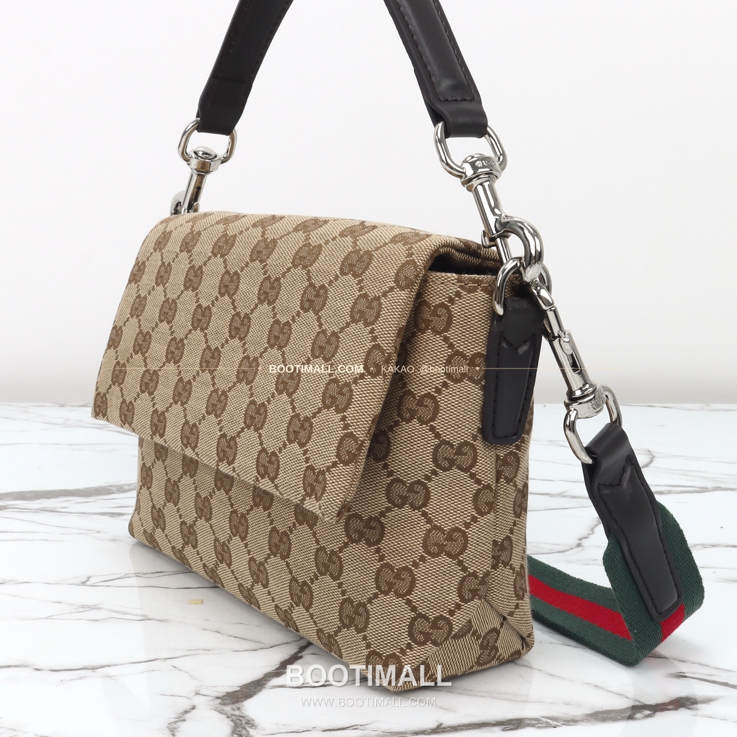 구찌 캔버스 레더 트림 미니 숄더백 Gucci Canvas Leather Trim Mini Shoulder Bag 821617 19cm 15