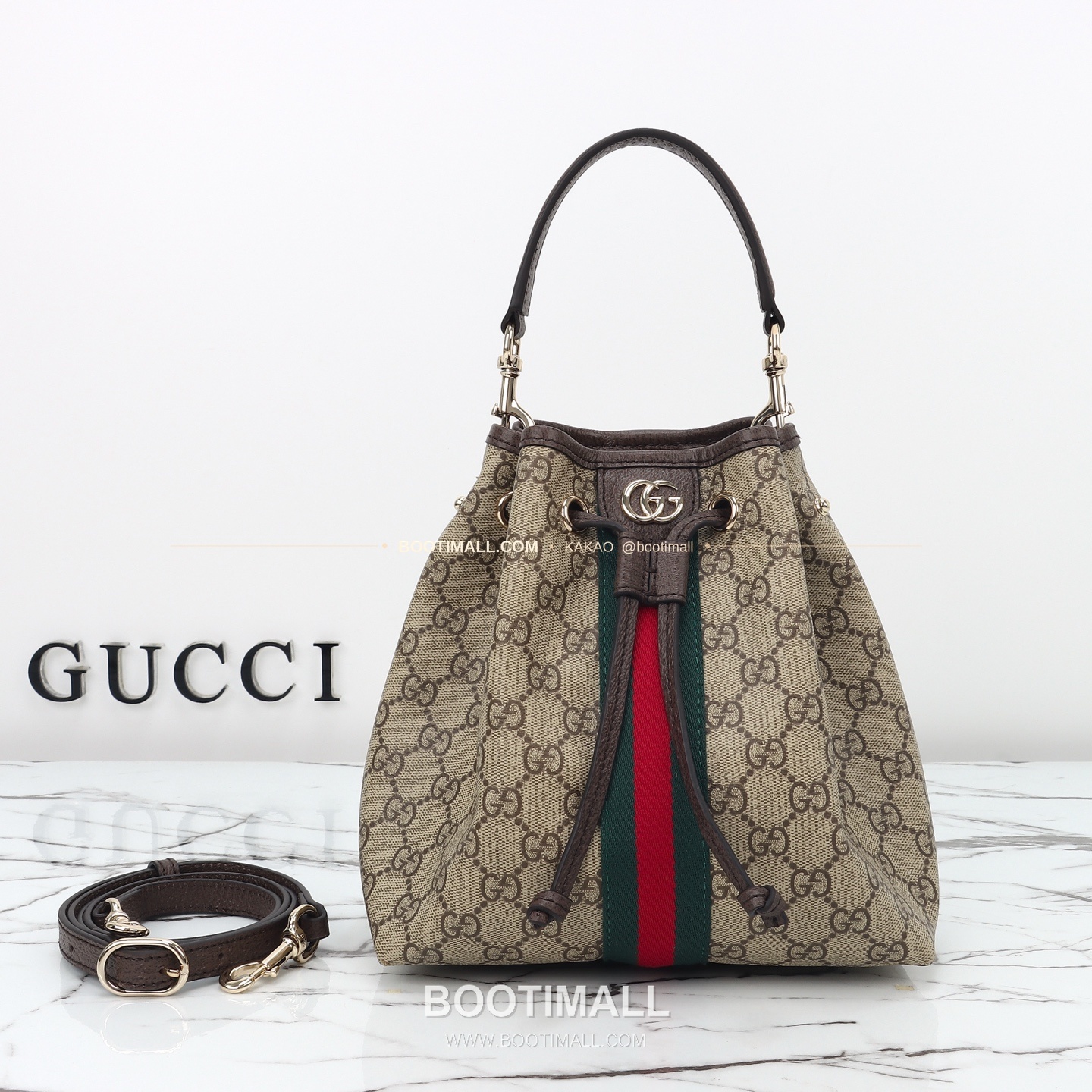 구찌 브라운 러버 코팅 캔버스 구조 버킷백 Gucci Brown Rubber Coated Canvas Structured Bucket Bag 841313 21.5cm 1