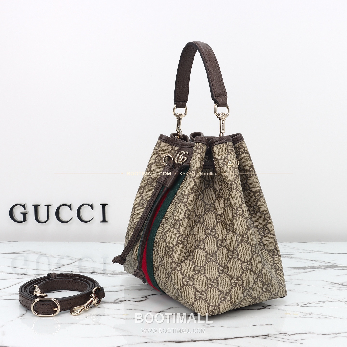구찌 브라운 러버 코팅 캔버스 구조 버킷백 Gucci Brown Rubber Coated Canvas Structured Bucket Bag 841313 21.5cm 2