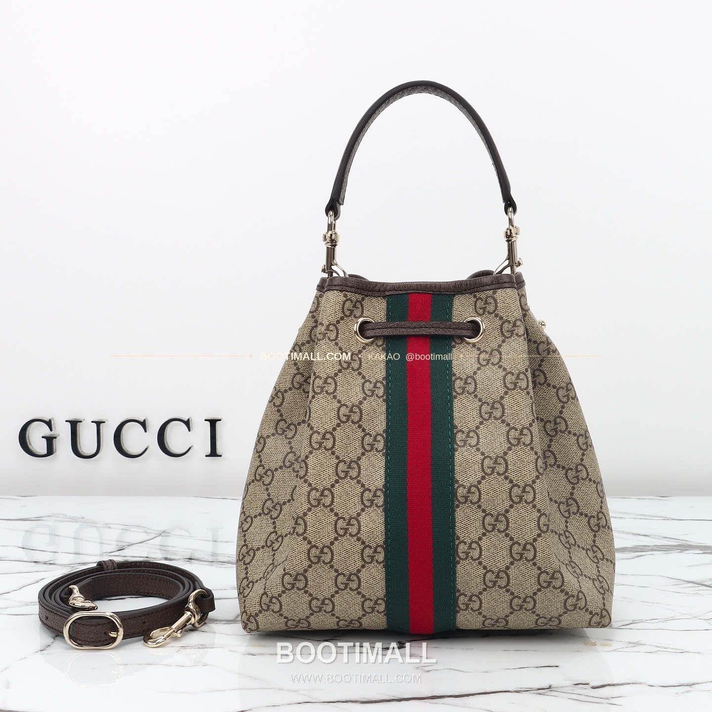 구찌 브라운 러버 코팅 캔버스 구조 버킷백 Gucci Brown Rubber Coated Canvas Structured Bucket Bag 841313 21.5cm 3