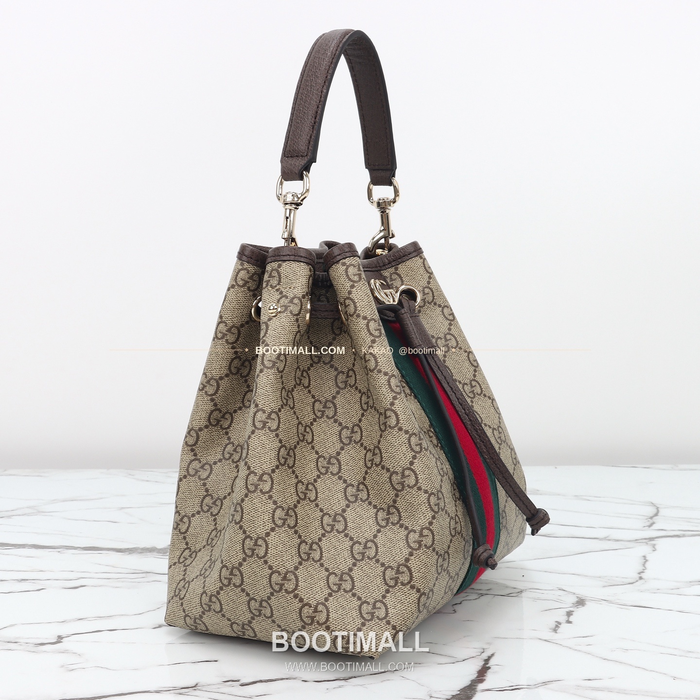 구찌 브라운 러버 코팅 캔버스 구조 버킷백 Gucci Brown Rubber Coated Canvas Structured Bucket Bag 841313 21.5cm 5