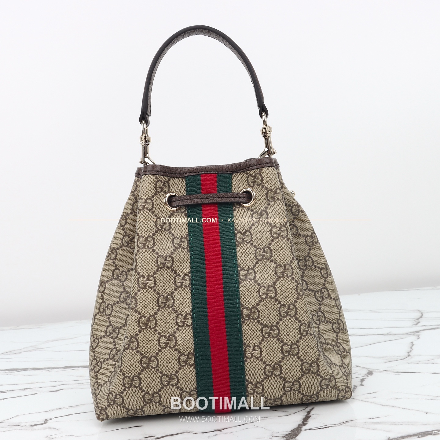 구찌 브라운 러버 코팅 캔버스 구조 버킷백 Gucci Brown Rubber Coated Canvas Structured Bucket Bag 841313 21.5cm 7