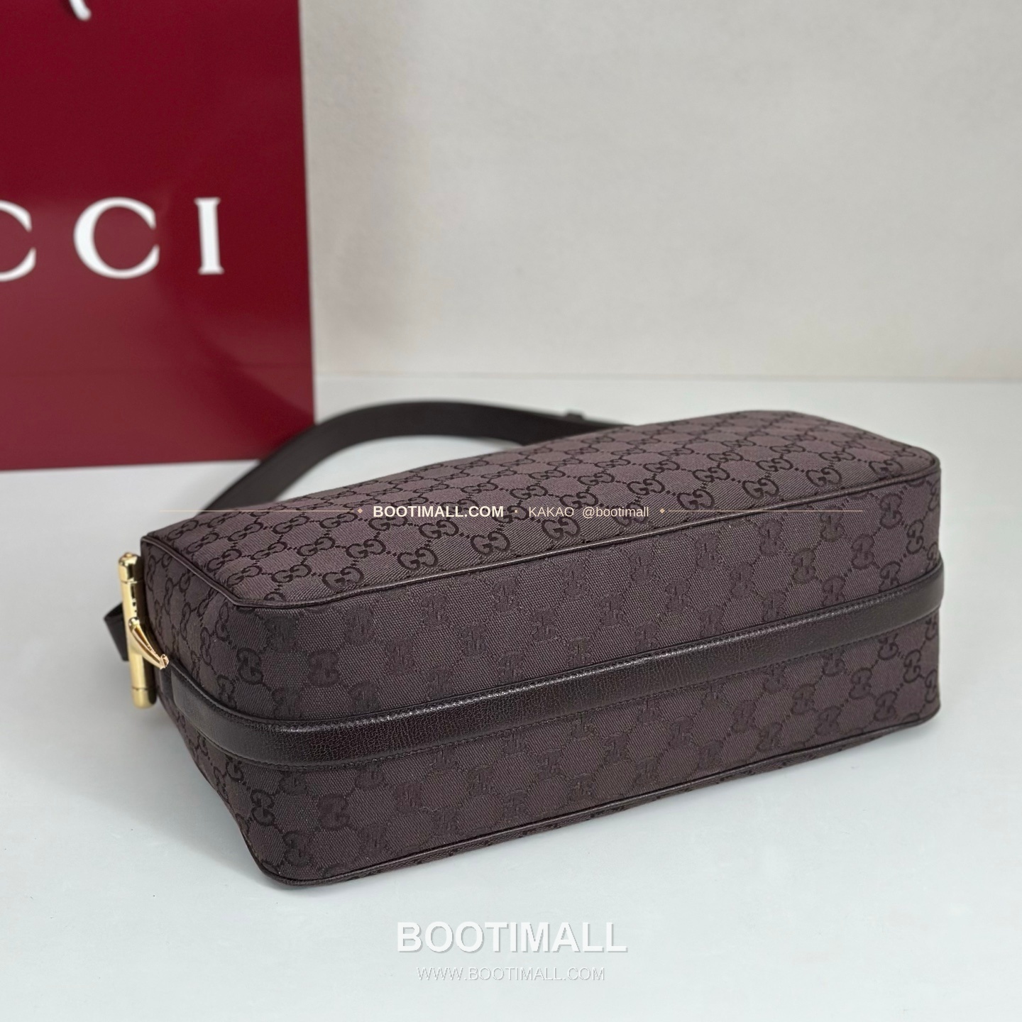 구찌 다크브라운 캔버스 레더 트림 구조 토트백 Gucci Dark Brown Canvas Leather Trim Structured Tote Bag 862530 38cm 4