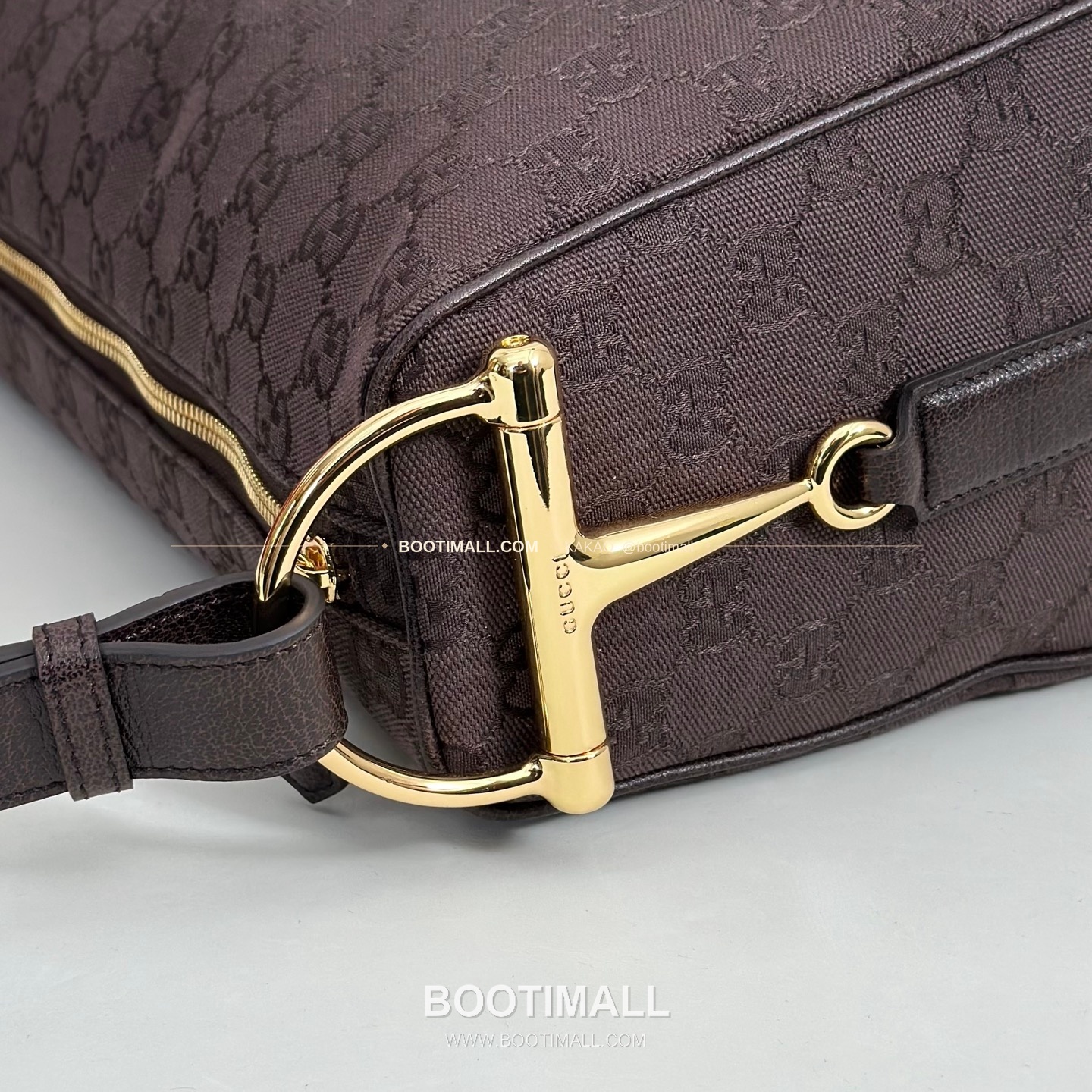 구찌 다크브라운 캔버스 레더 트림 구조 토트백 Gucci Dark Brown Canvas Leather Trim Structured Tote Bag 862530 38cm 5