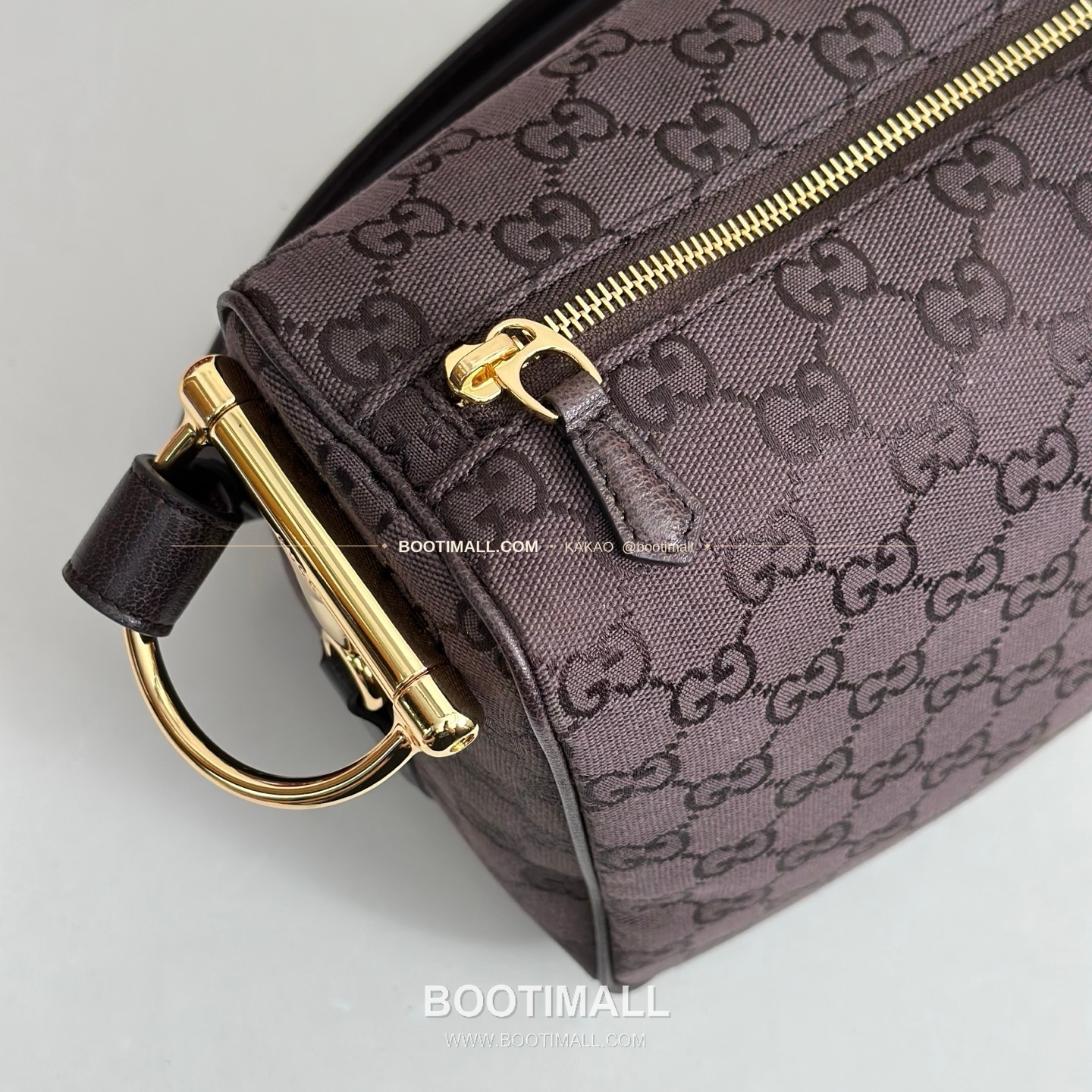 구찌 다크브라운 캔버스 레더 트림 구조 토트백 Gucci Dark Brown Canvas Leather Trim Structured Tote Bag 862530 38cm 7