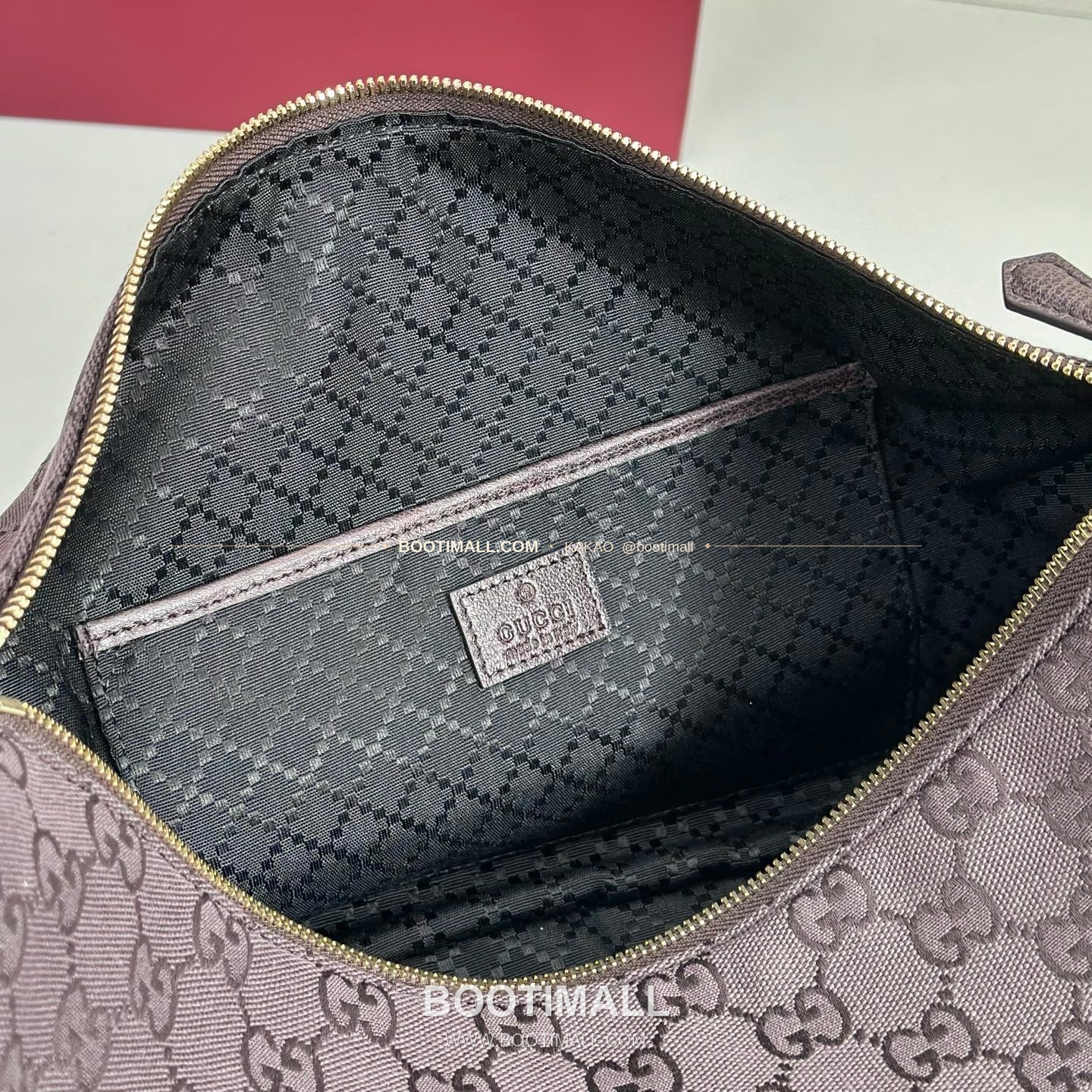 구찌 다크브라운 캔버스 레더 트림 구조 토트백 Gucci Dark Brown Canvas Leather Trim Structured Tote Bag 862530 38cm 9