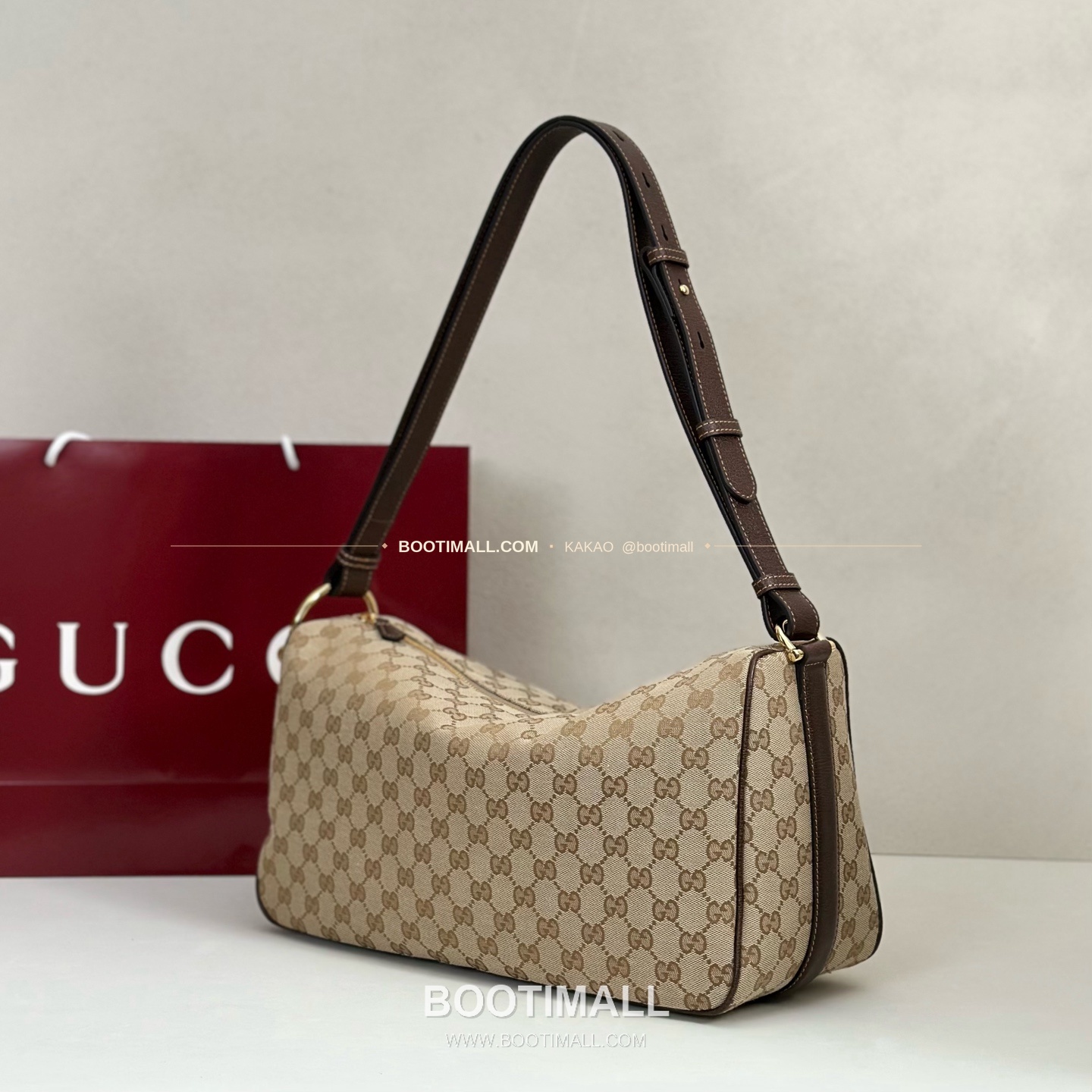 구찌 다크브라운 캔버스 레더 트림 구조 토트백 Gucci Dark Brown Canvas Leather Trim Structured Tote Bag 862530 38cm 2