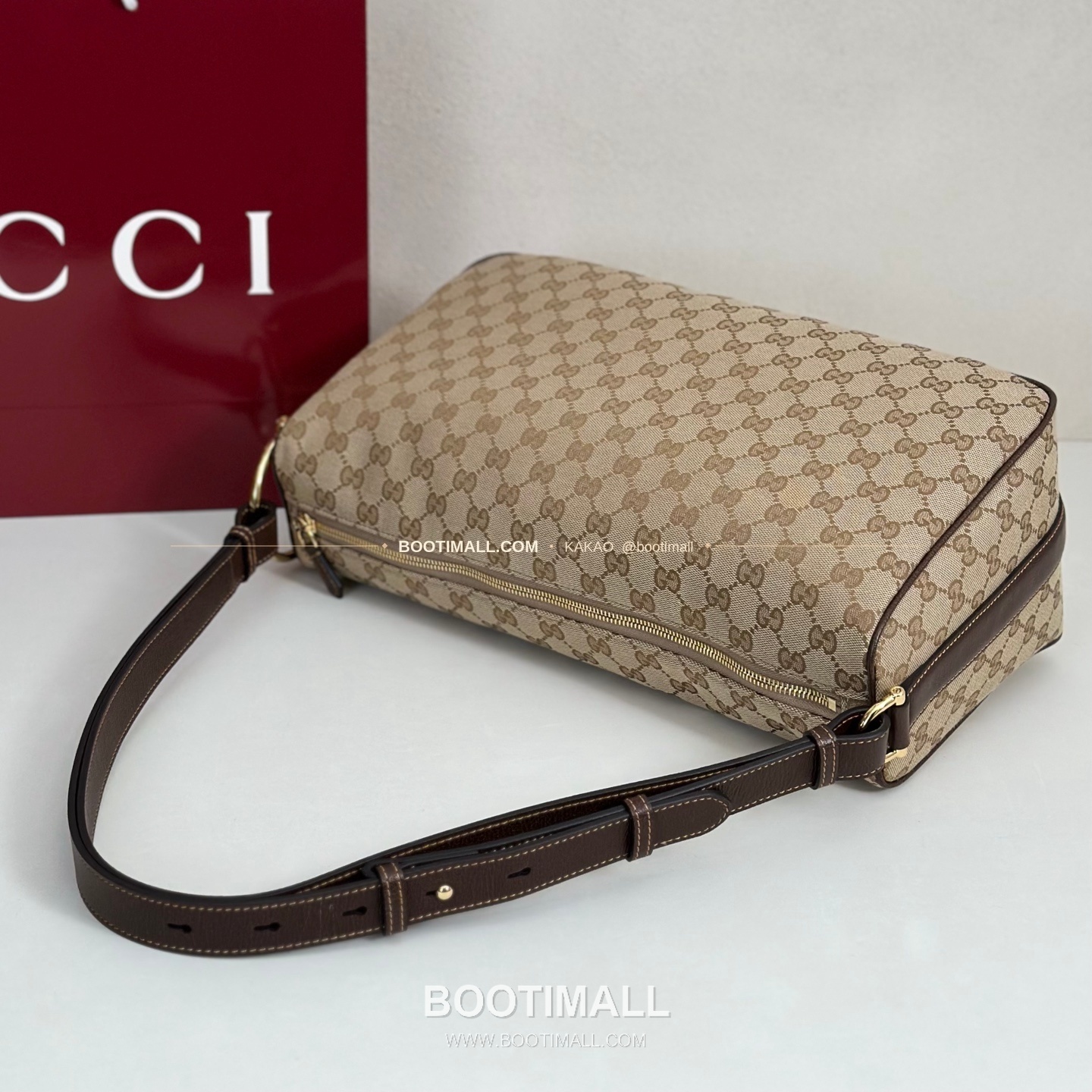 구찌 다크브라운 캔버스 레더 트림 구조 토트백 Gucci Dark Brown Canvas Leather Trim Structured Tote Bag 862530 38cm 6