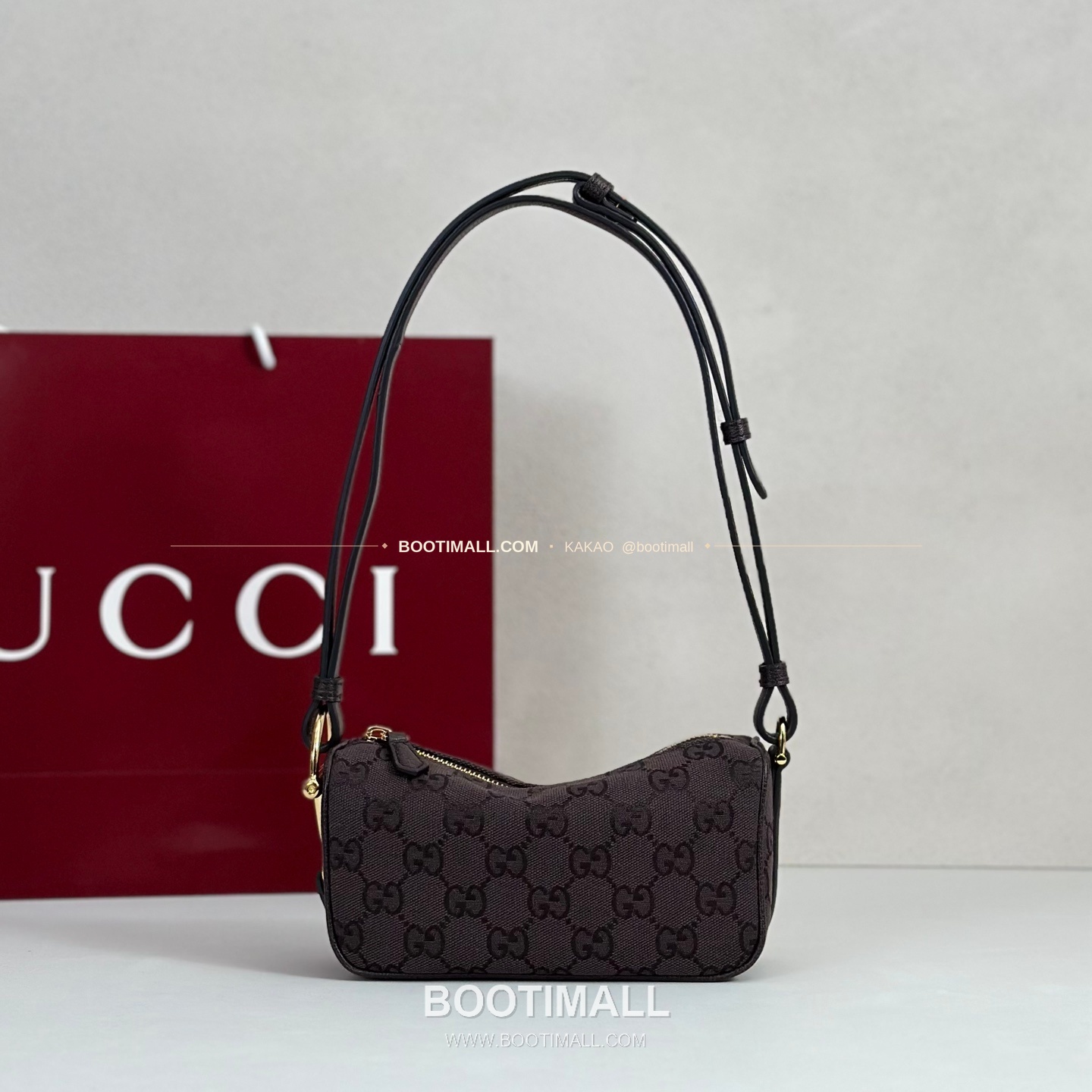 구찌 다크브라운 캔버스 레더 트림 미니 숄더백 Gucci Dark Brown Canvas Leather Trim Mini Shoulder Bag 860784 19.5cm 1