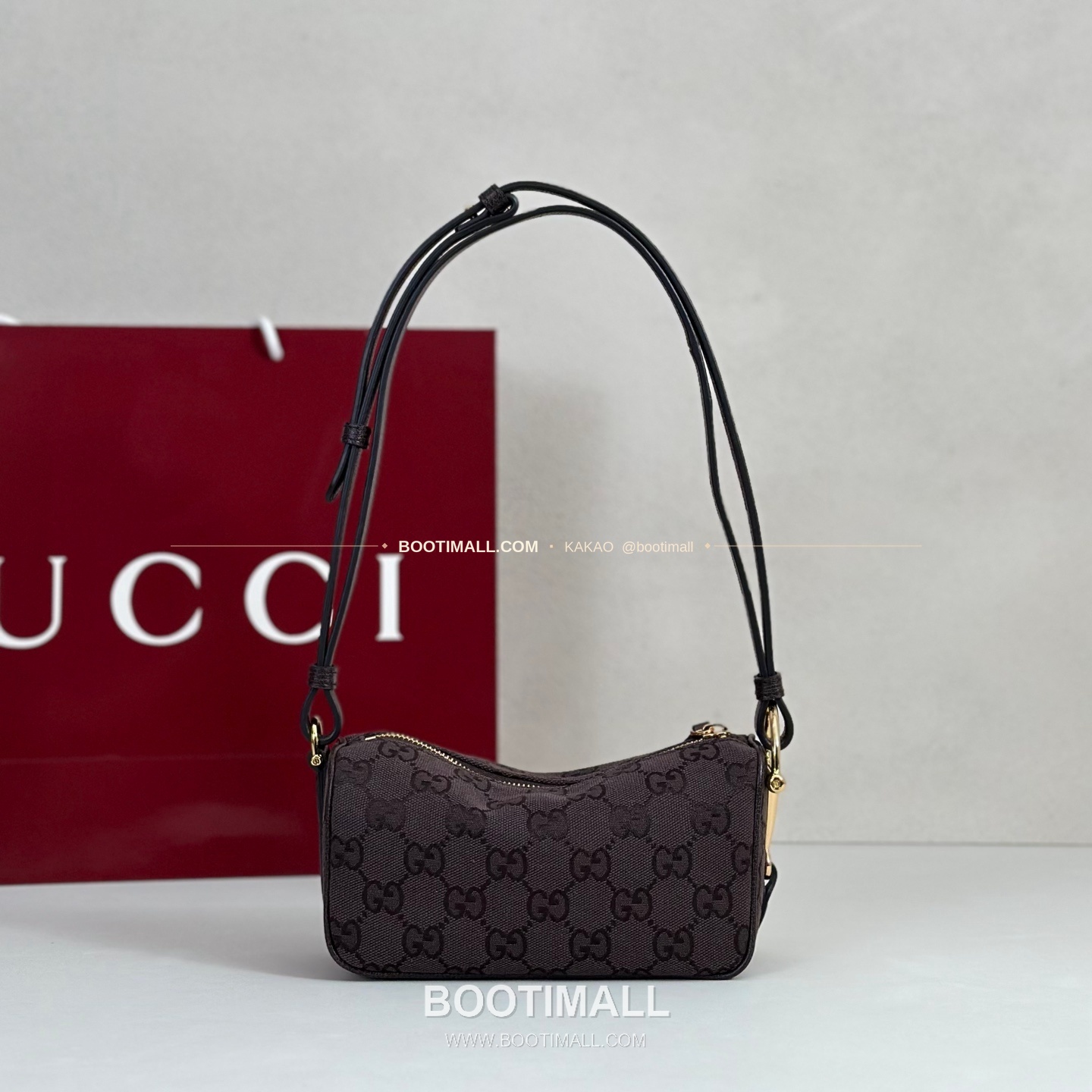 구찌 다크브라운 캔버스 레더 트림 미니 숄더백 Gucci Dark Brown Canvas Leather Trim Mini Shoulder Bag 860784 19.5cm 3
