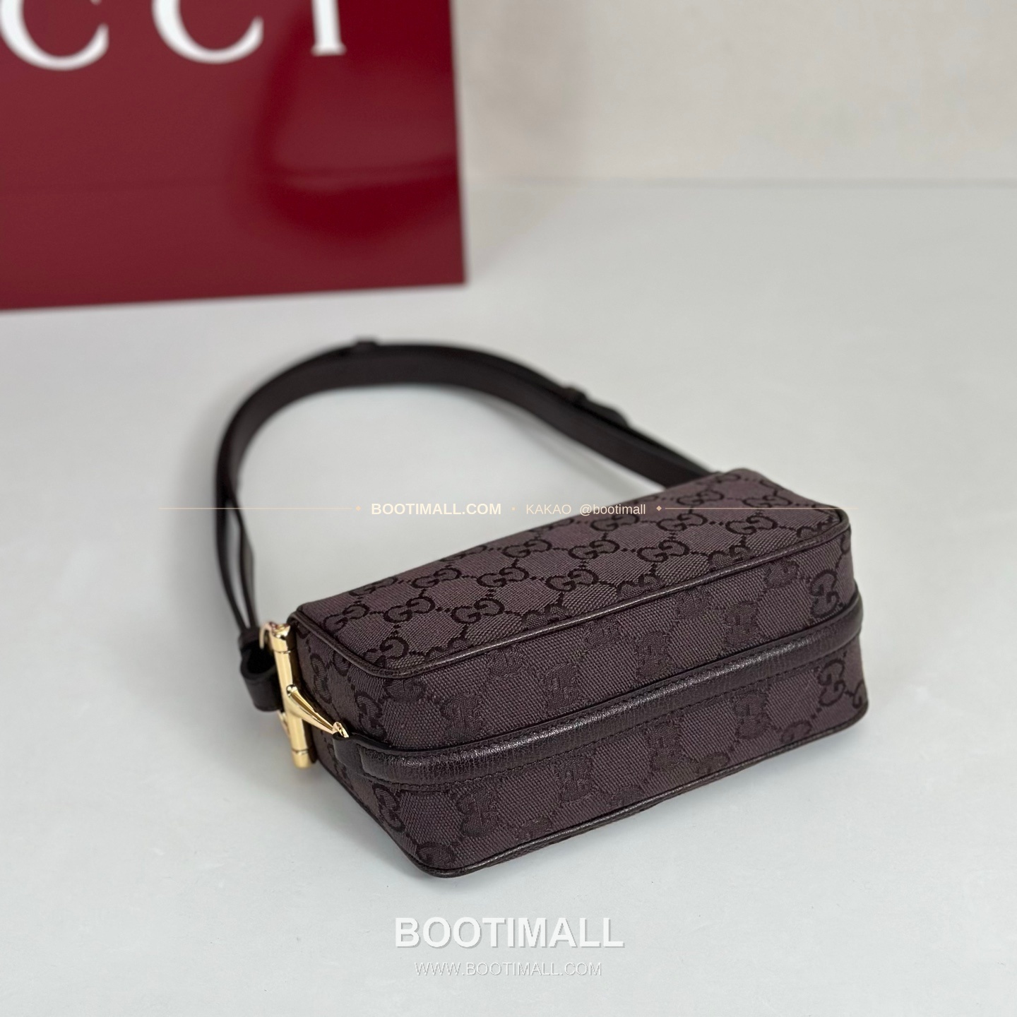 구찌 다크브라운 캔버스 레더 트림 미니 숄더백 Gucci Dark Brown Canvas Leather Trim Mini Shoulder Bag 860784 19.5cm 4