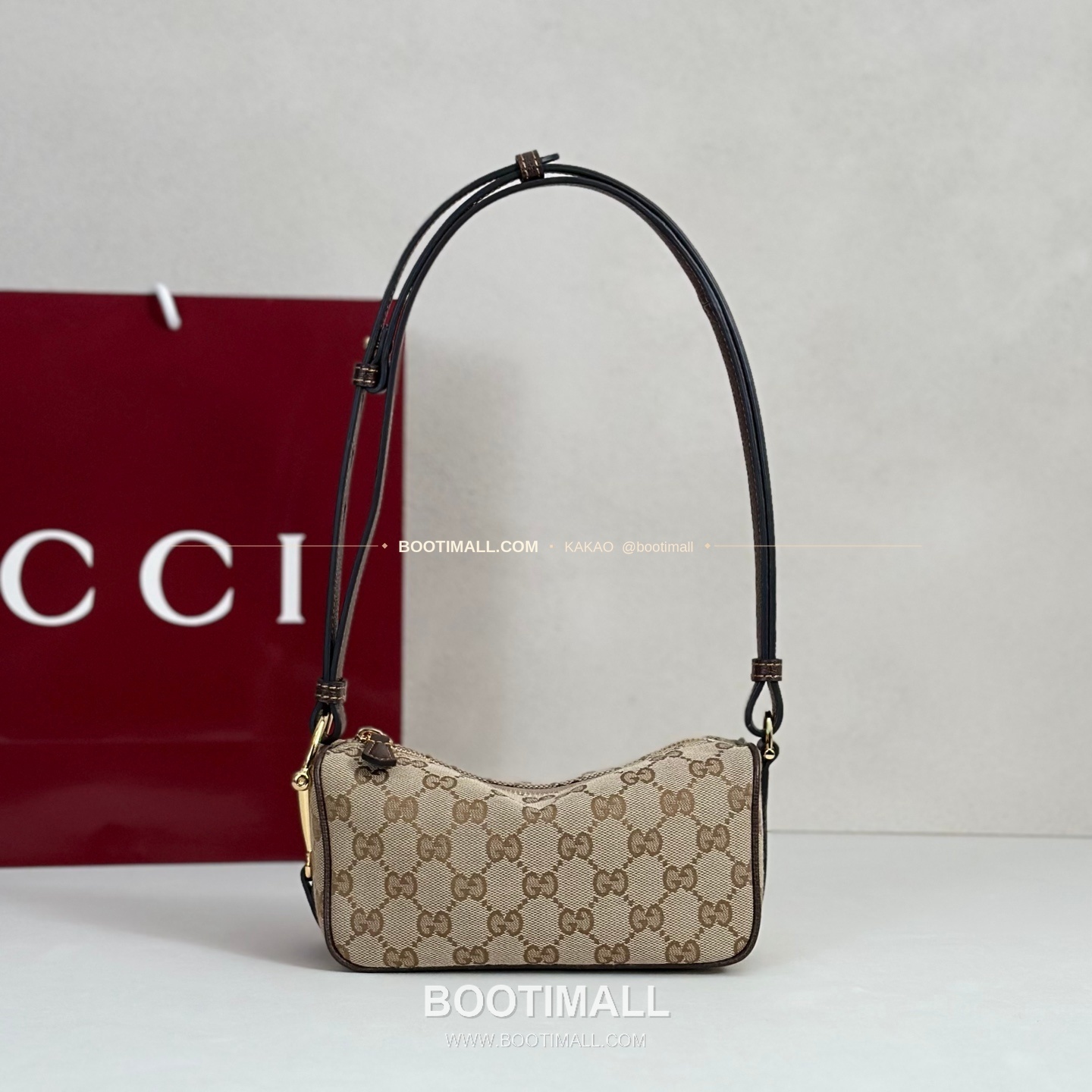 구찌 다크브라운 캔버스 레더 트림 미니 숄더백 Gucci Dark Brown Canvas Leather Trim Mini Shoulder Bag 860784 19.5cm 1