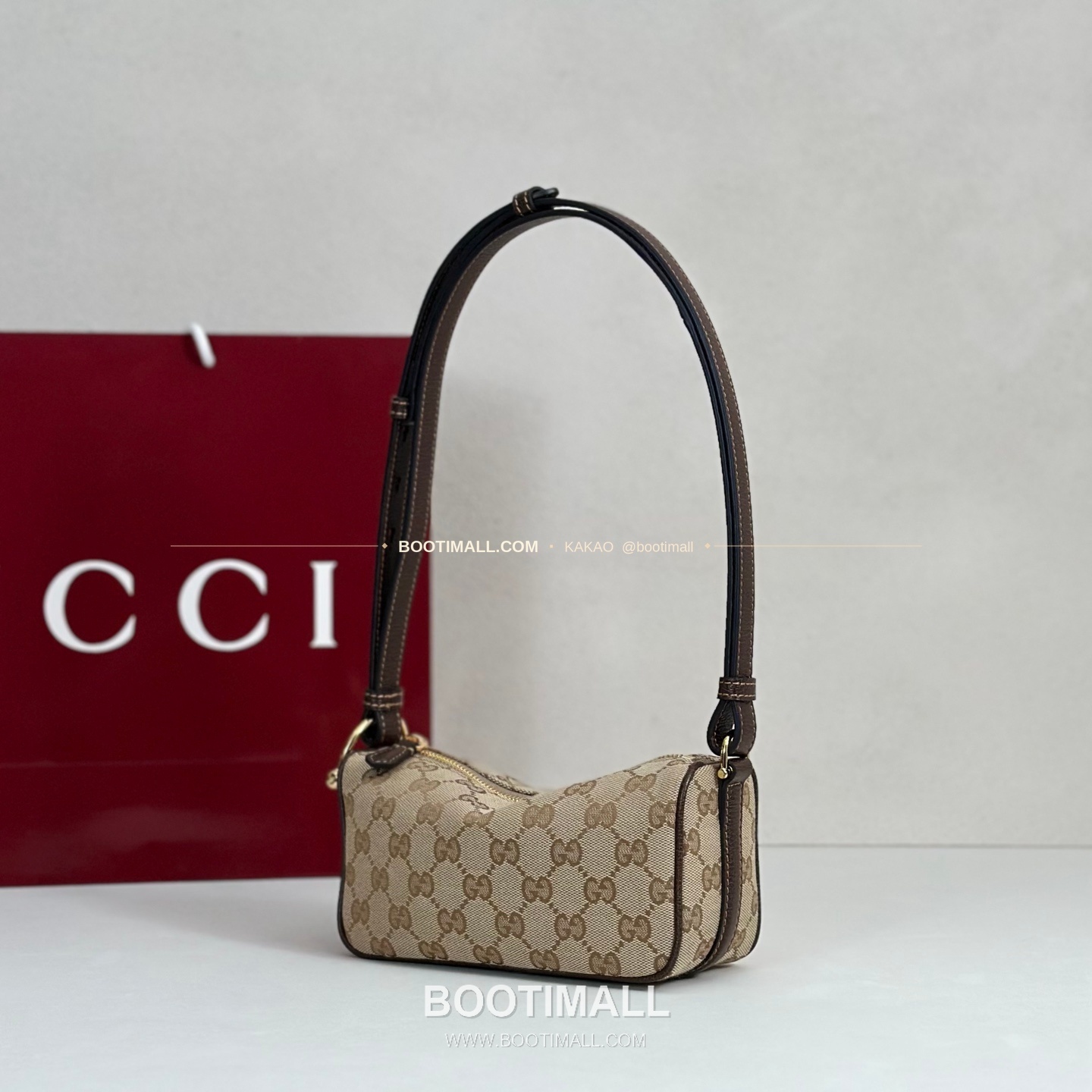 구찌 다크브라운 캔버스 레더 트림 미니 숄더백 Gucci Dark Brown Canvas Leather Trim Mini Shoulder Bag 860784 19.5cm 2