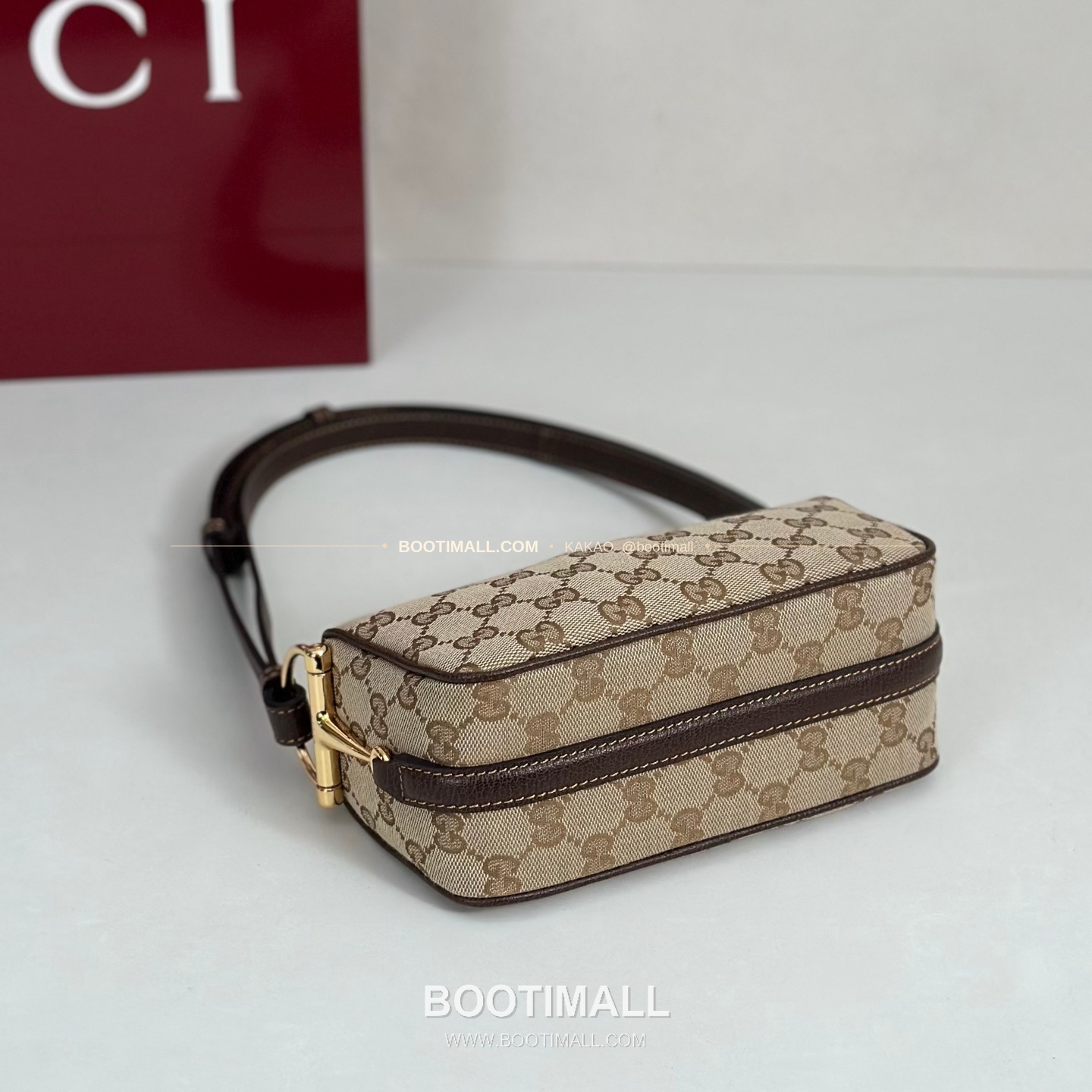 구찌 다크브라운 캔버스 레더 트림 미니 숄더백 Gucci Dark Brown Canvas Leather Trim Mini Shoulder Bag 860784 19.5cm 4