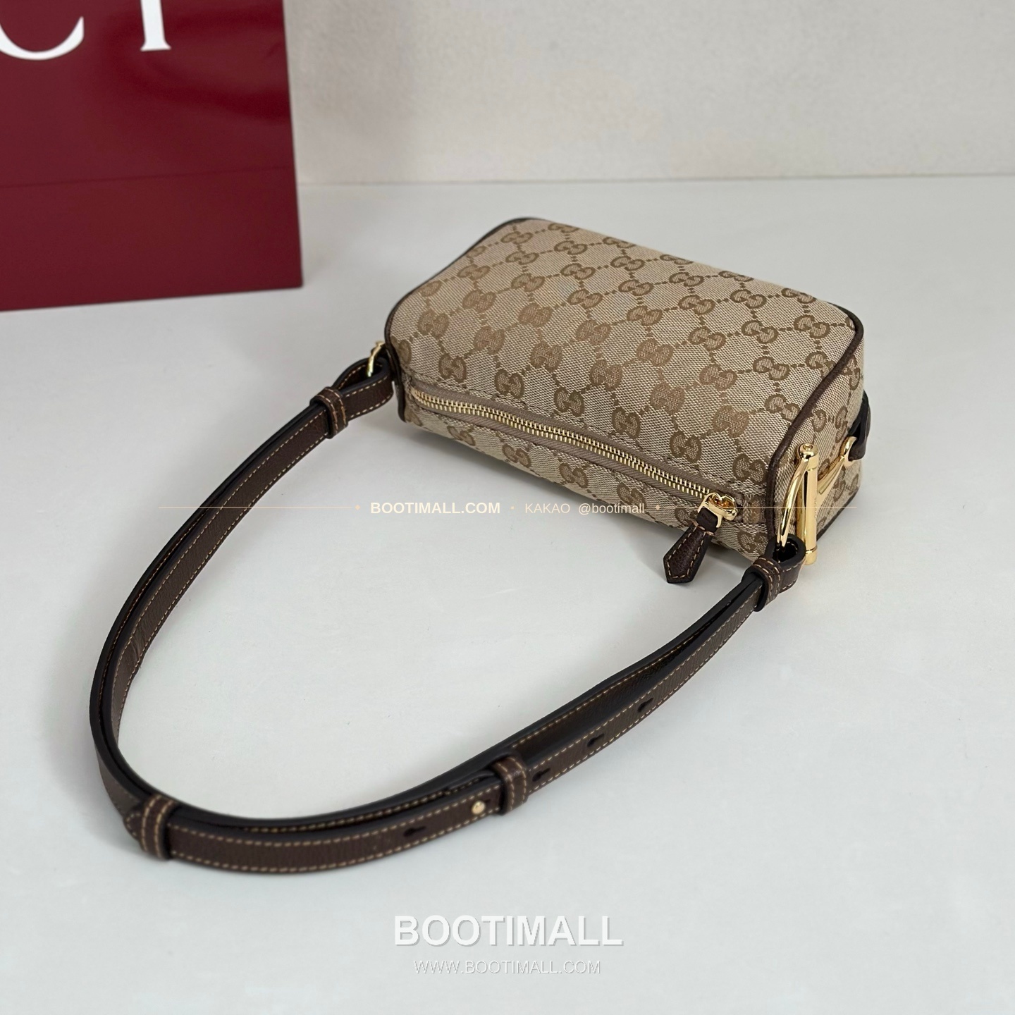 구찌 다크브라운 캔버스 레더 트림 미니 숄더백 Gucci Dark Brown Canvas Leather Trim Mini Shoulder Bag 860784 19.5cm 6