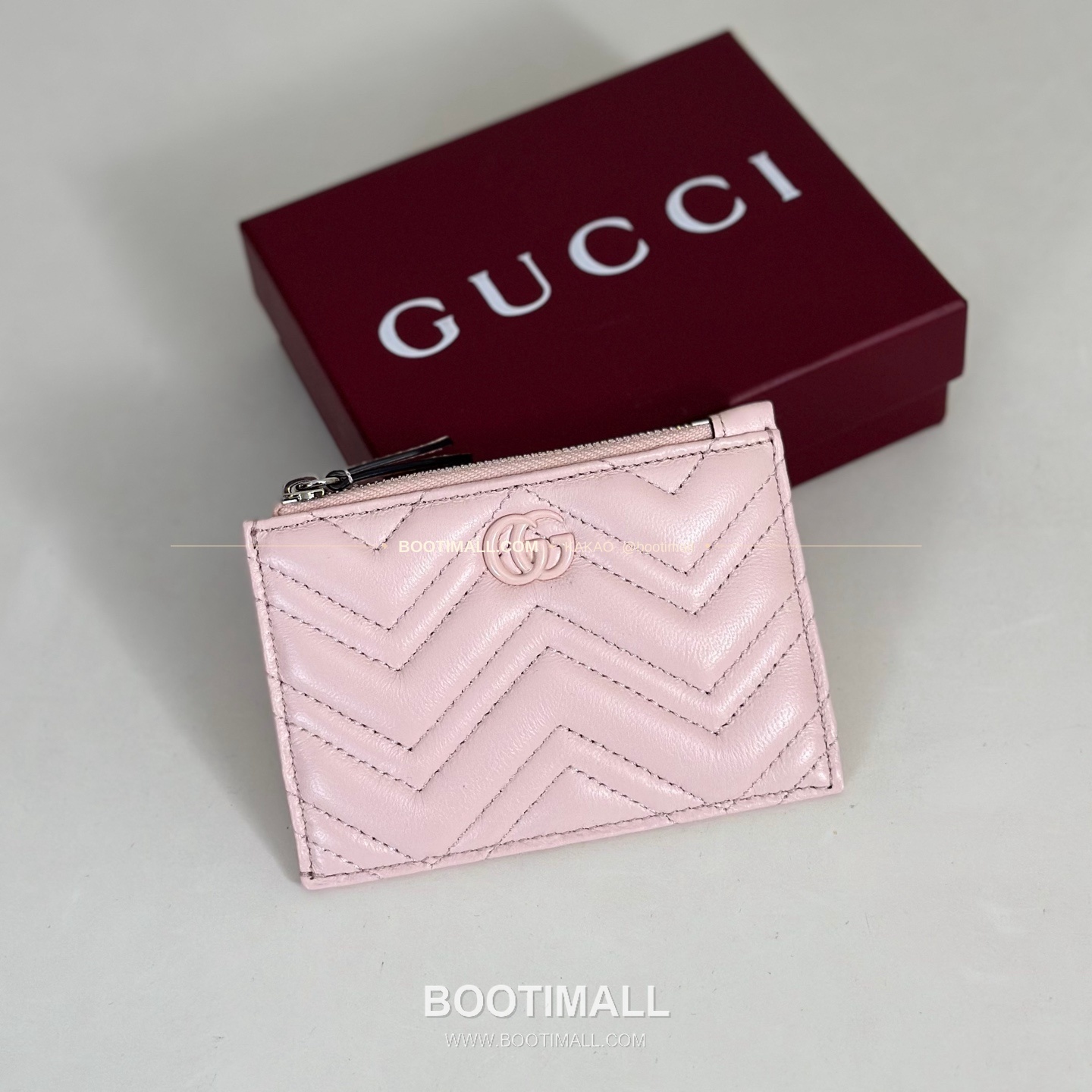 구찌 핑크 램스킨 GG 로고 미니 카드 홀더 Gucci Pink Lambskin GG Logo Mini Card Holder 837747 12cm 1