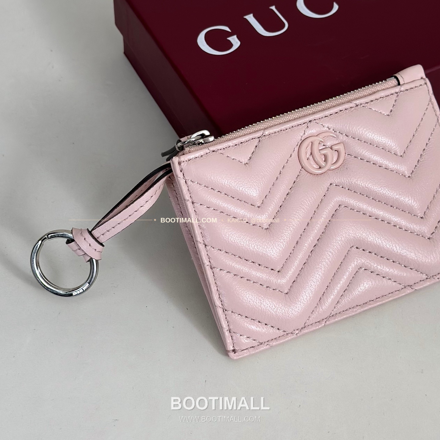 구찌 핑크 램스킨 GG 로고 미니 카드 홀더 Gucci Pink Lambskin GG Logo Mini Card Holder 837747 12cm 3