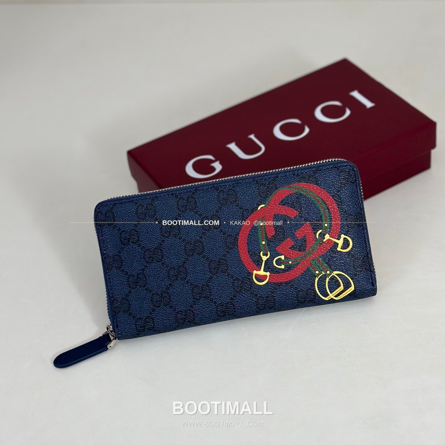 구찌 블루 러버 코팅 캔버스 홀스빗 슬림 지퍼 지갑 Gucci Blue Rubber Coated Canvas Horsebit Slim Zip Wallet 855680 19cm 1