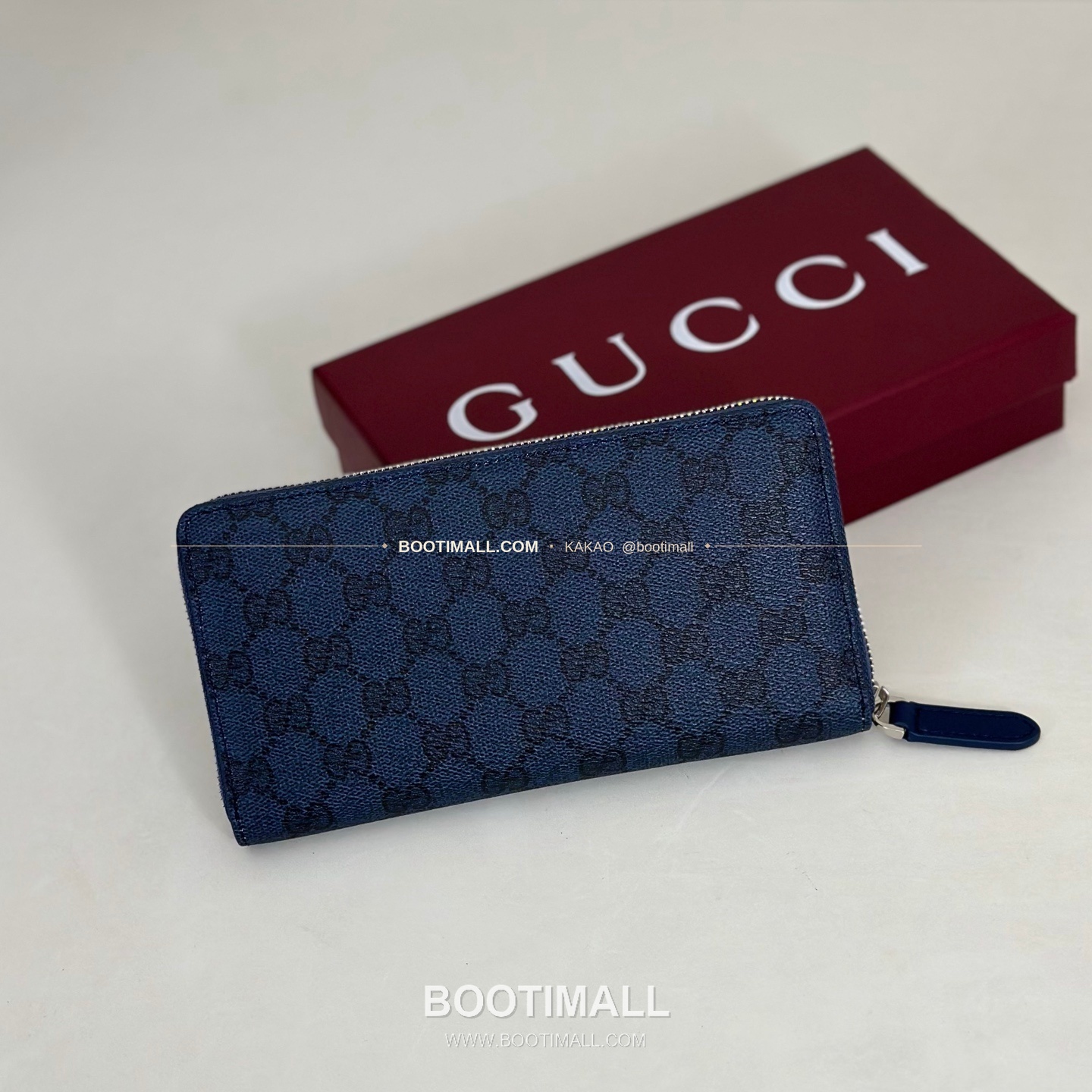 구찌 블루 러버 코팅 캔버스 홀스빗 슬림 지퍼 지갑 Gucci Blue Rubber Coated Canvas Horsebit Slim Zip Wallet 855680 19cm 2