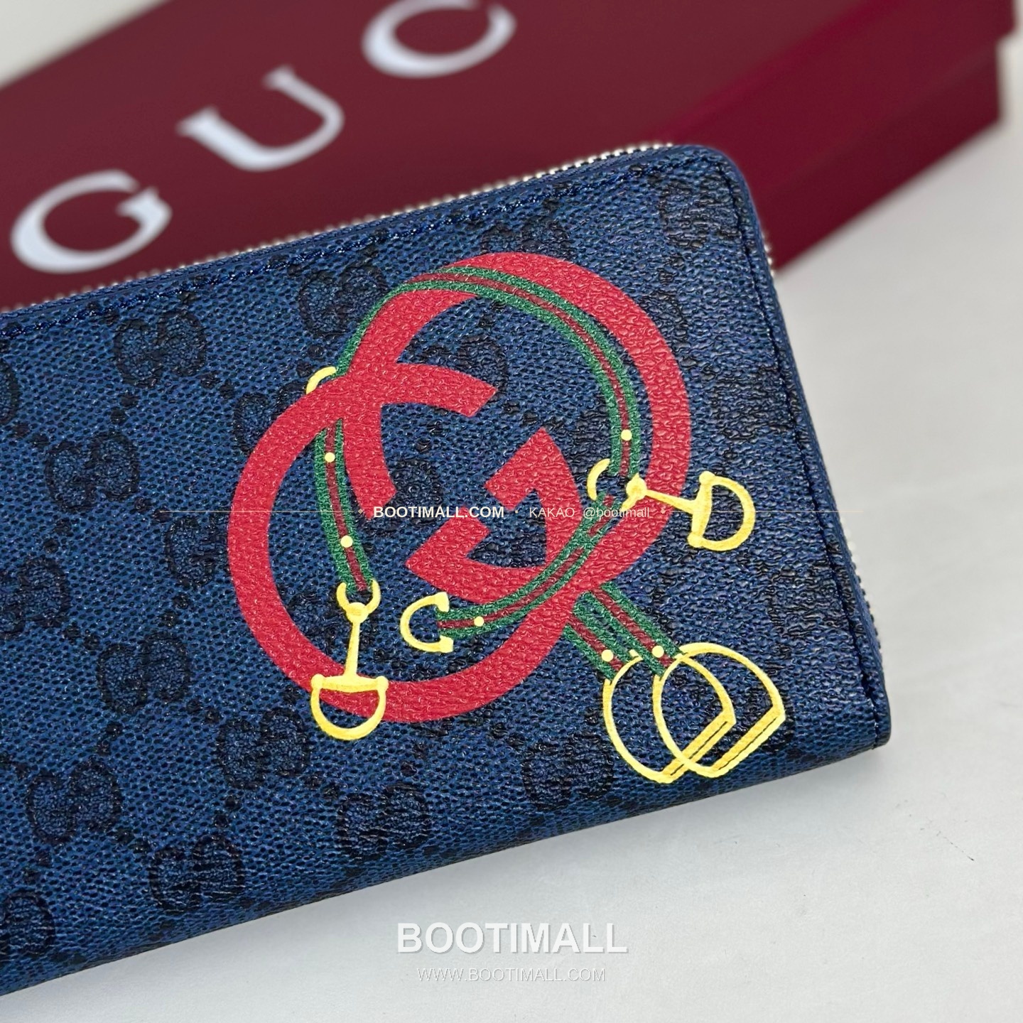 구찌 블루 러버 코팅 캔버스 홀스빗 슬림 지퍼 지갑 Gucci Blue Rubber Coated Canvas Horsebit Slim Zip Wallet 855680 19cm 3