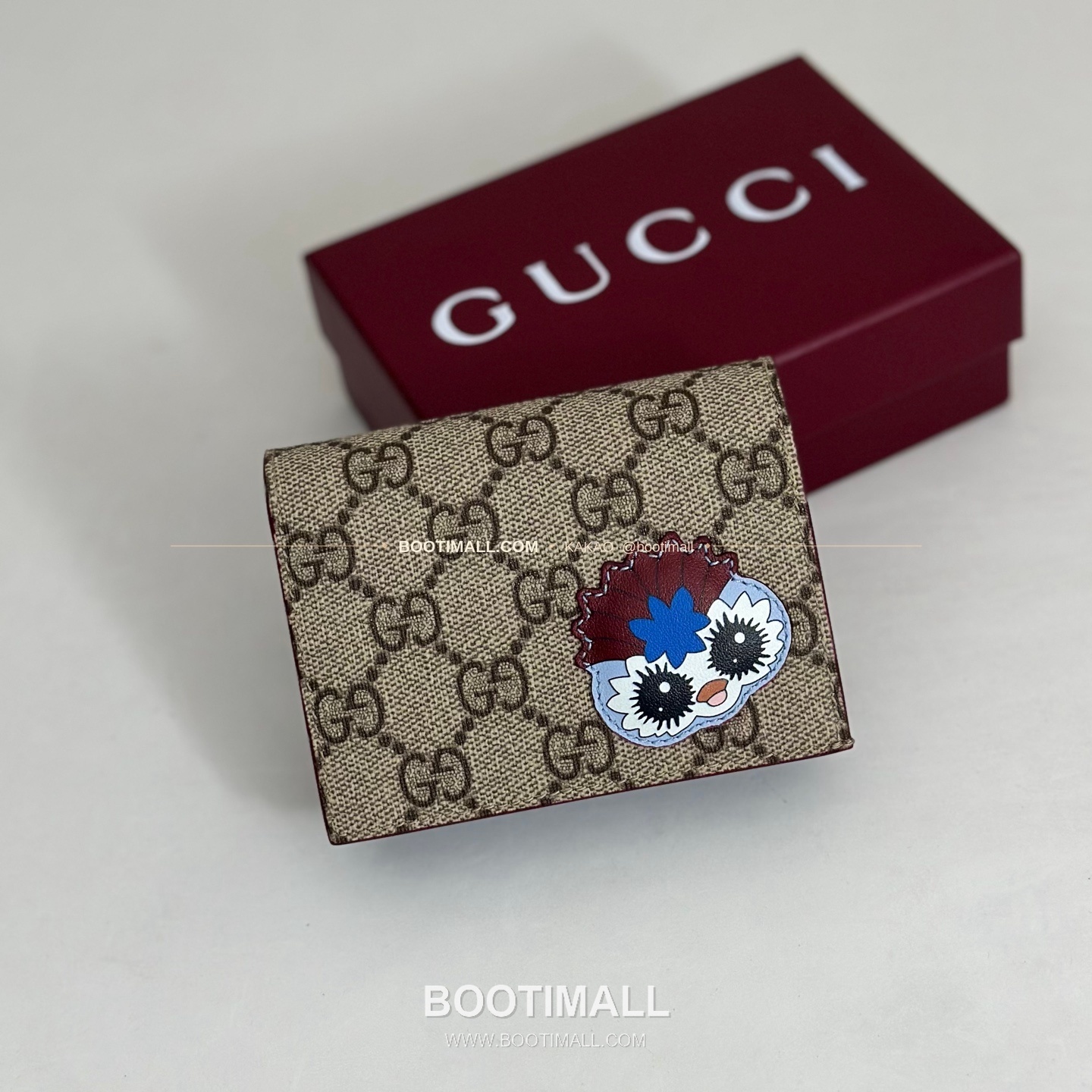 구찌 블루 프린트 코팅 캔버스 Snugg 캐릭터 반지갑 Gucci Blue Print Coated Canvas Snugg Character Bifold Wallet 855384 11cm 1