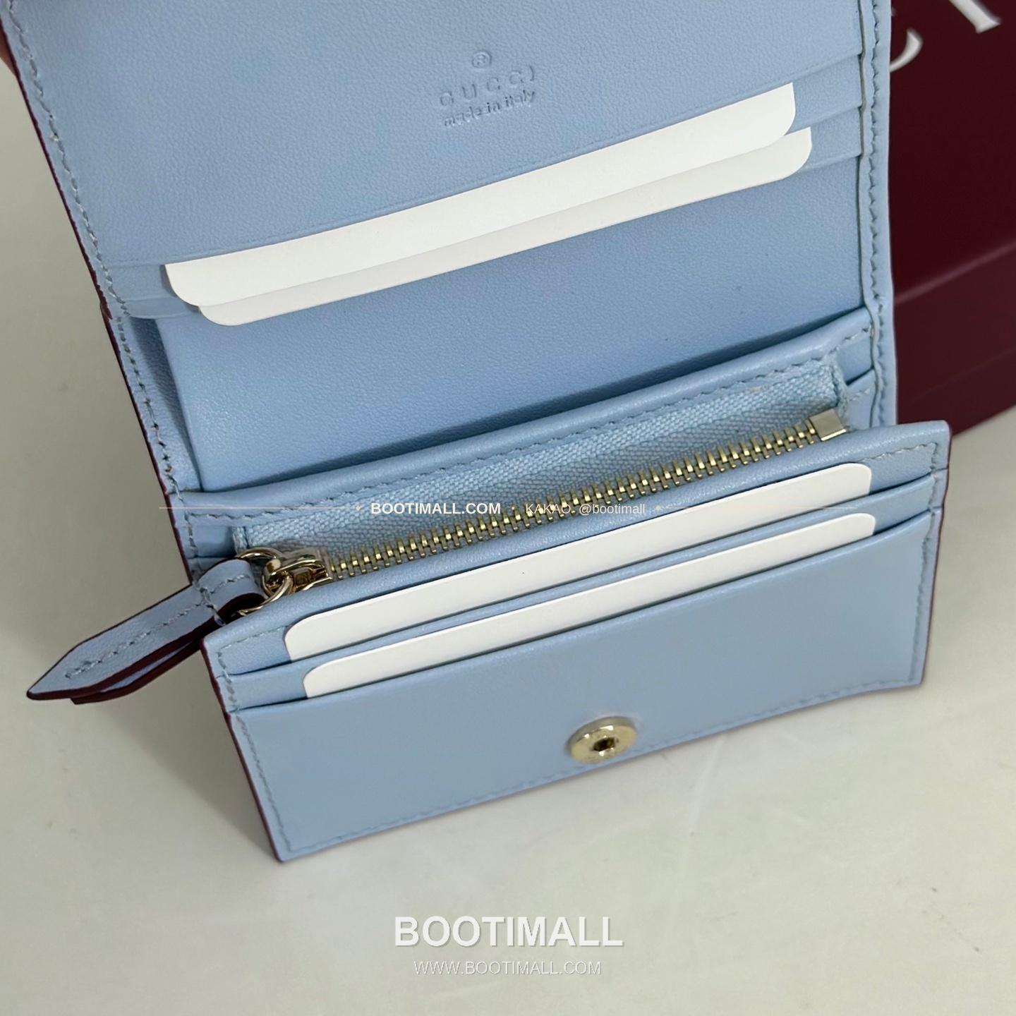 구찌 블루 프린트 코팅 캔버스 Snugg 캐릭터 반지갑 Gucci Blue Print Coated Canvas Snugg Character Bifold Wallet 855384 11cm 4