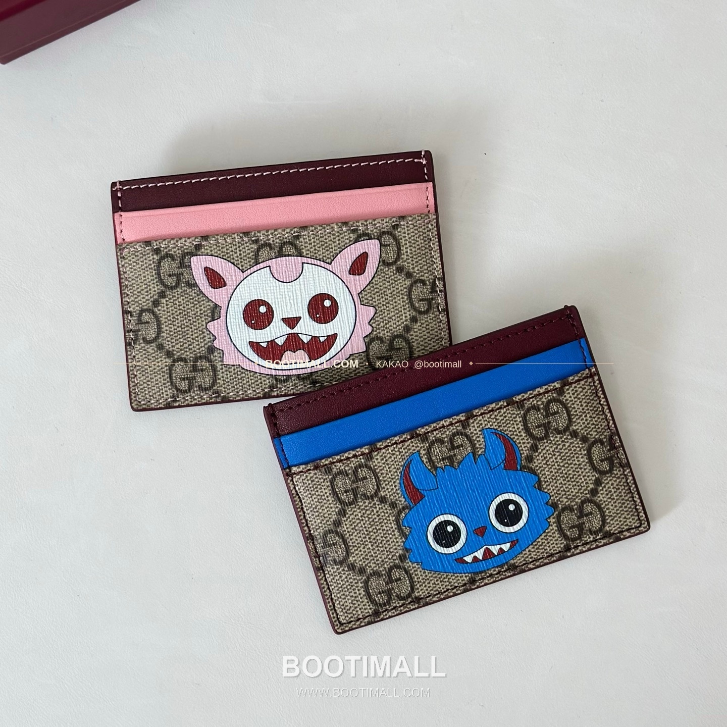구찌 핑크 프린트 코팅 캔버스 Clumsy 캐릭터 미니 카드 지갑 Gucci Pink Print Coated Canvas Clumsy Character Mini Card Wallet 855373 10cm 4