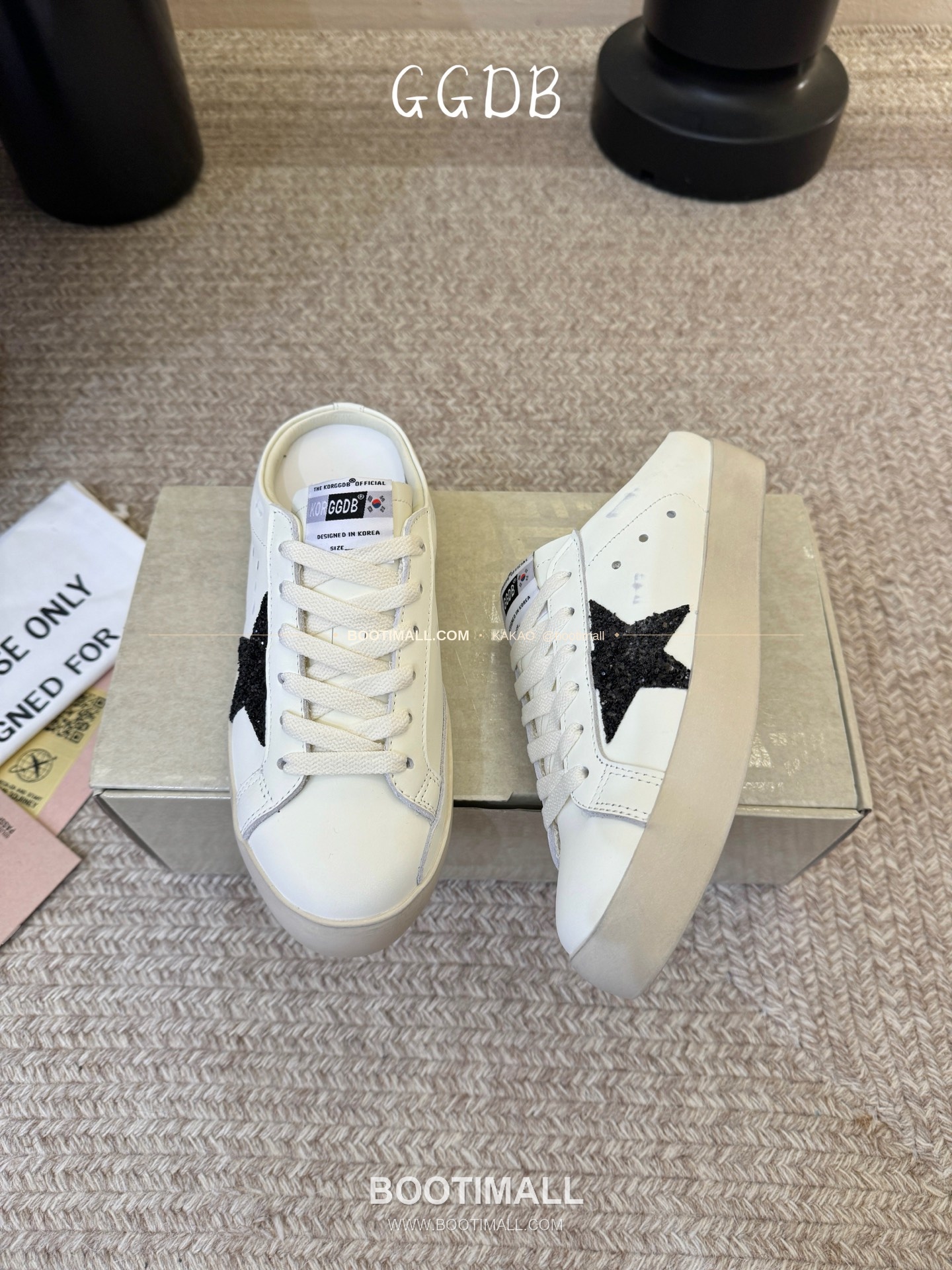 골든구스 2025SS 빈티지 디스트레스드 레더 로우탑 스니커즈 Golden Goose 2025 SS Distressed Leather Low Top Black Sneakers 3.5cm 3