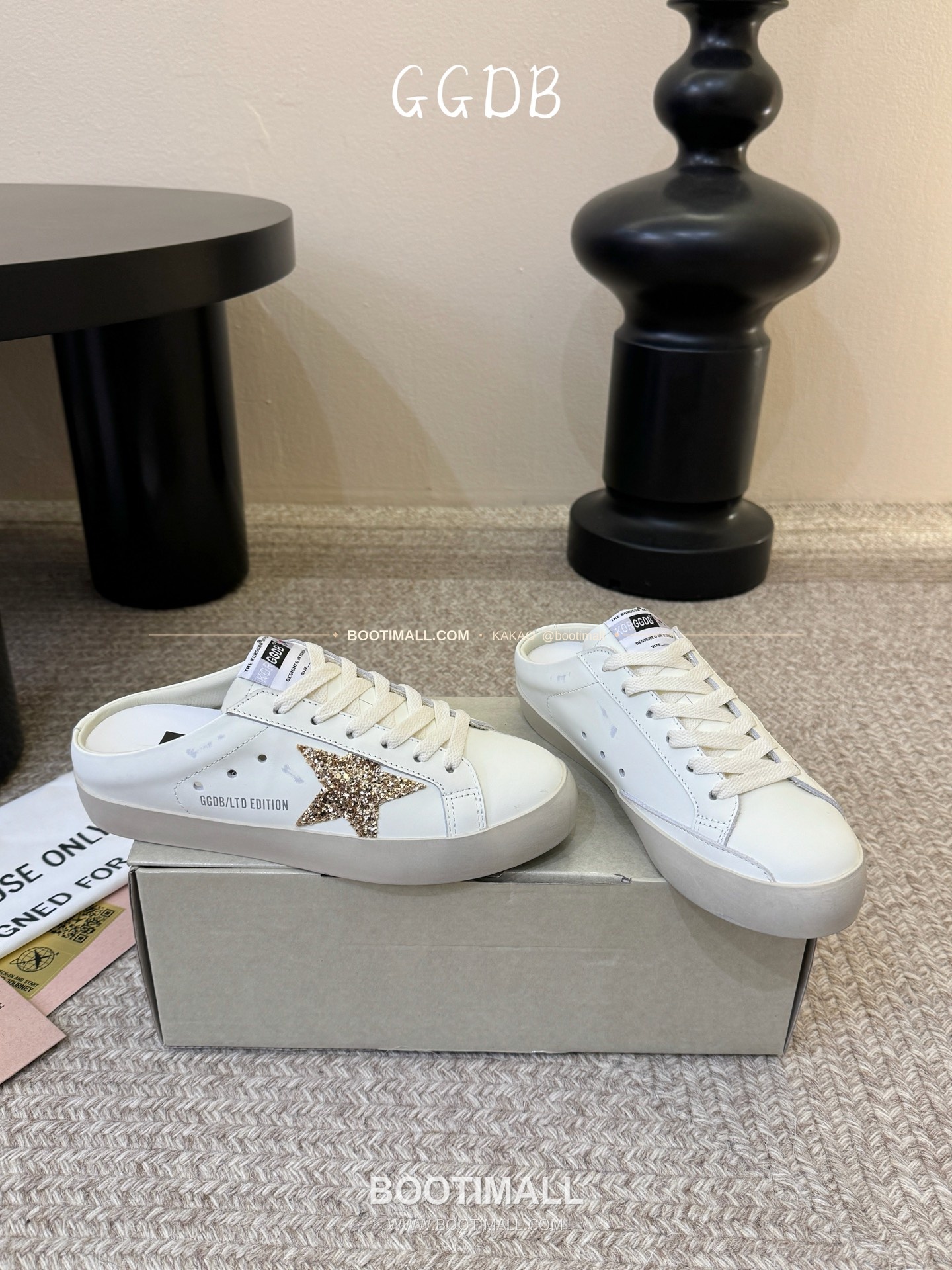 골든구스 2025SS 빈티지 디스트레스드 레더 로우탑 스니커즈 Golden Goose 2025 SS Distressed Leather Low Top Black Sneakers 3.5cm 4