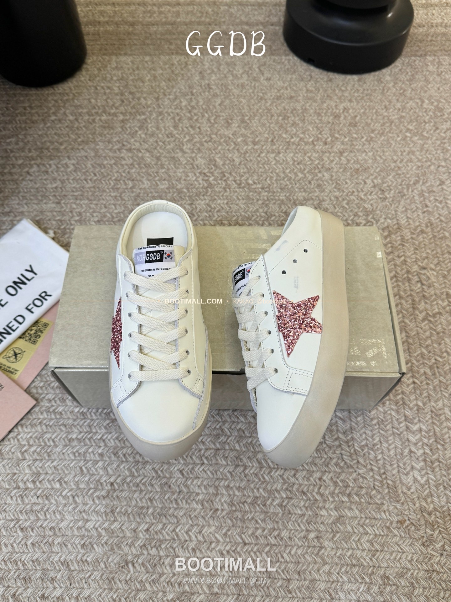 골든구스 2025SS 빈티지 디스트레스드 레더 로우탑 스니커즈 Golden Goose 2025 SS Distressed Leather Low Top Black Sneakers 3.5cm 3