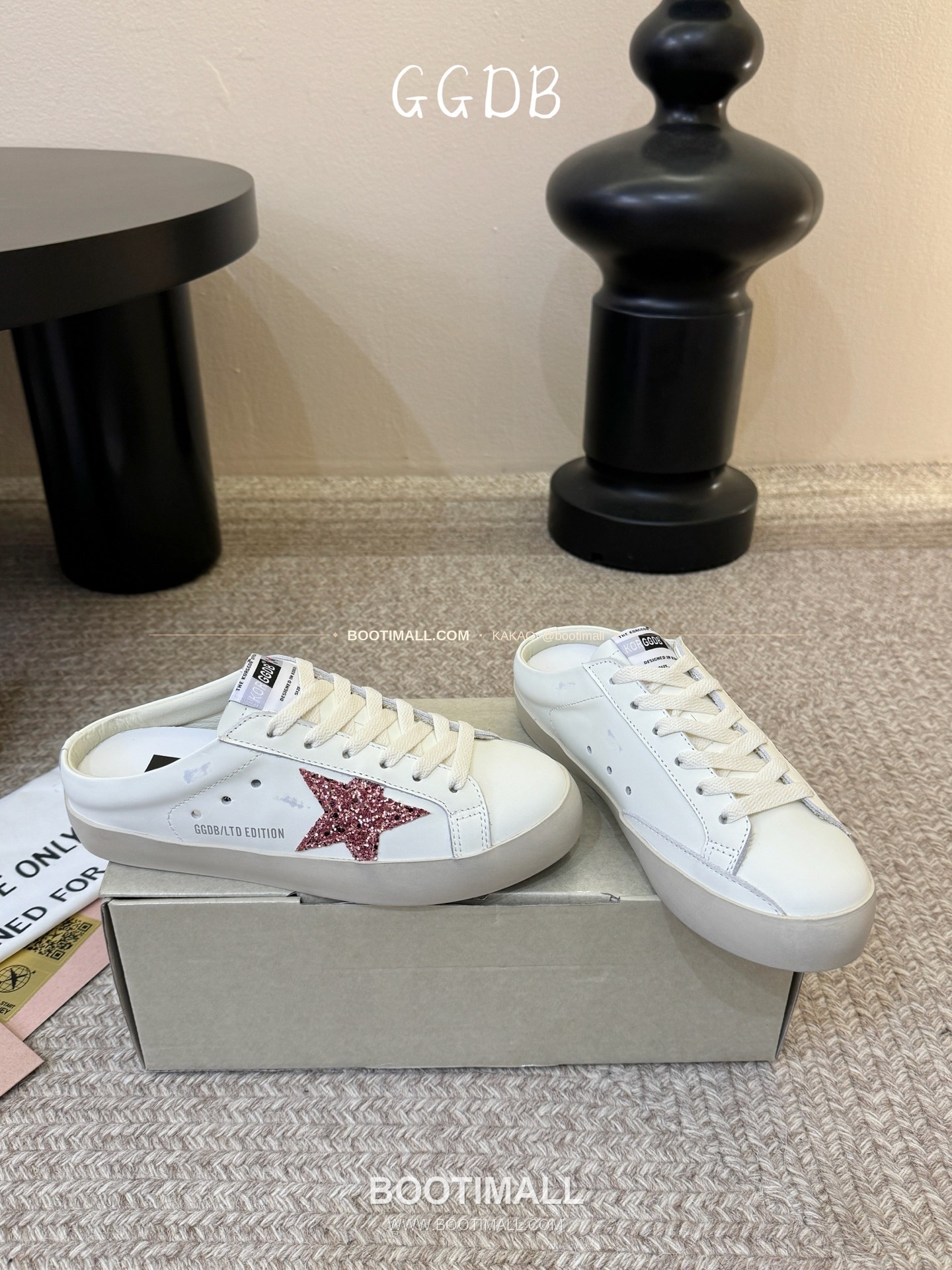 골든구스 2025SS 빈티지 디스트레스드 레더 로우탑 스니커즈 Golden Goose 2025 SS Distressed Leather Low Top Black Sneakers 3.5cm 4