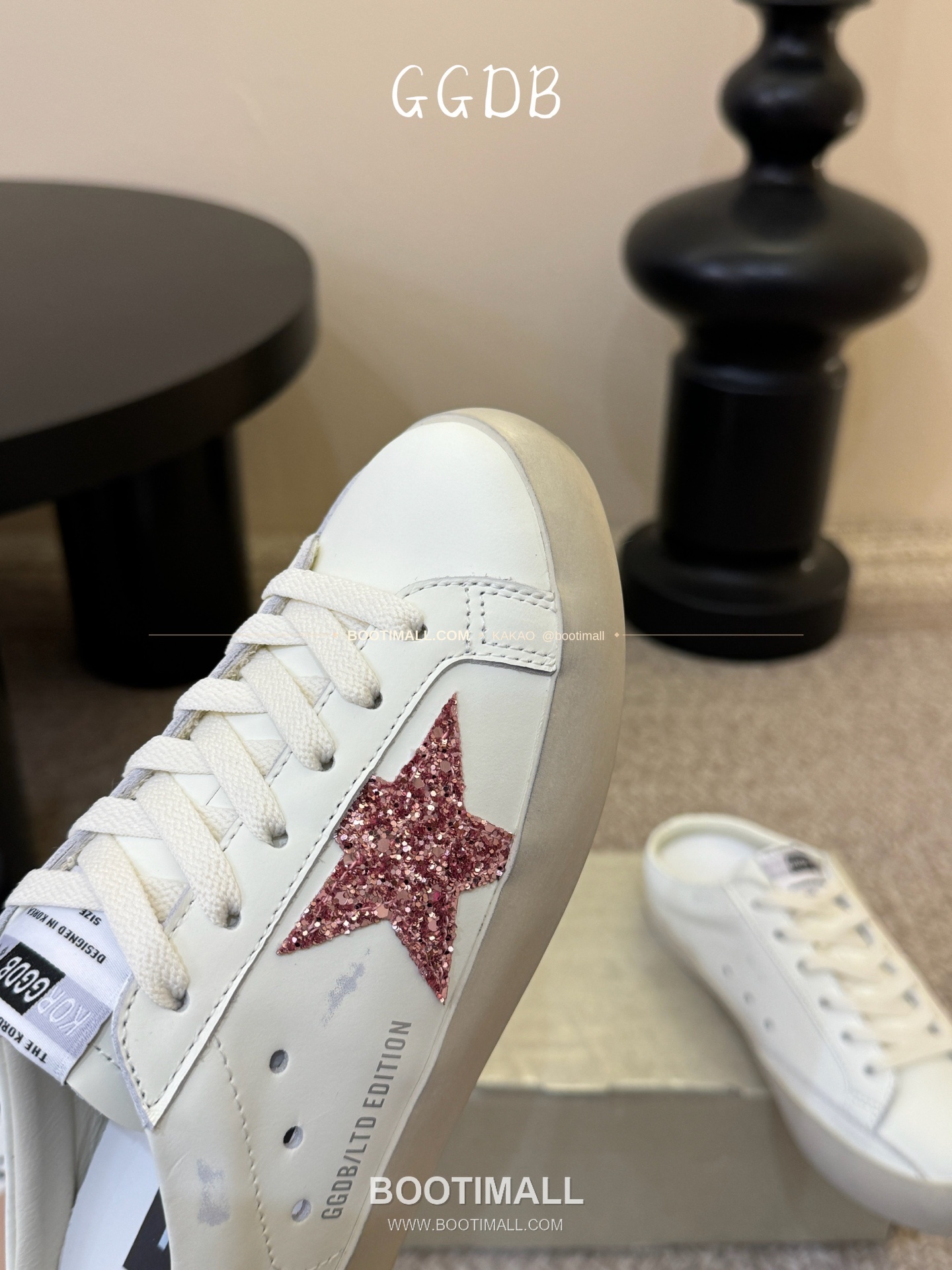 골든구스 2025SS 빈티지 디스트레스드 레더 로우탑 스니커즈 Golden Goose 2025 SS Distressed Leather Low Top Black Sneakers 3.5cm 6