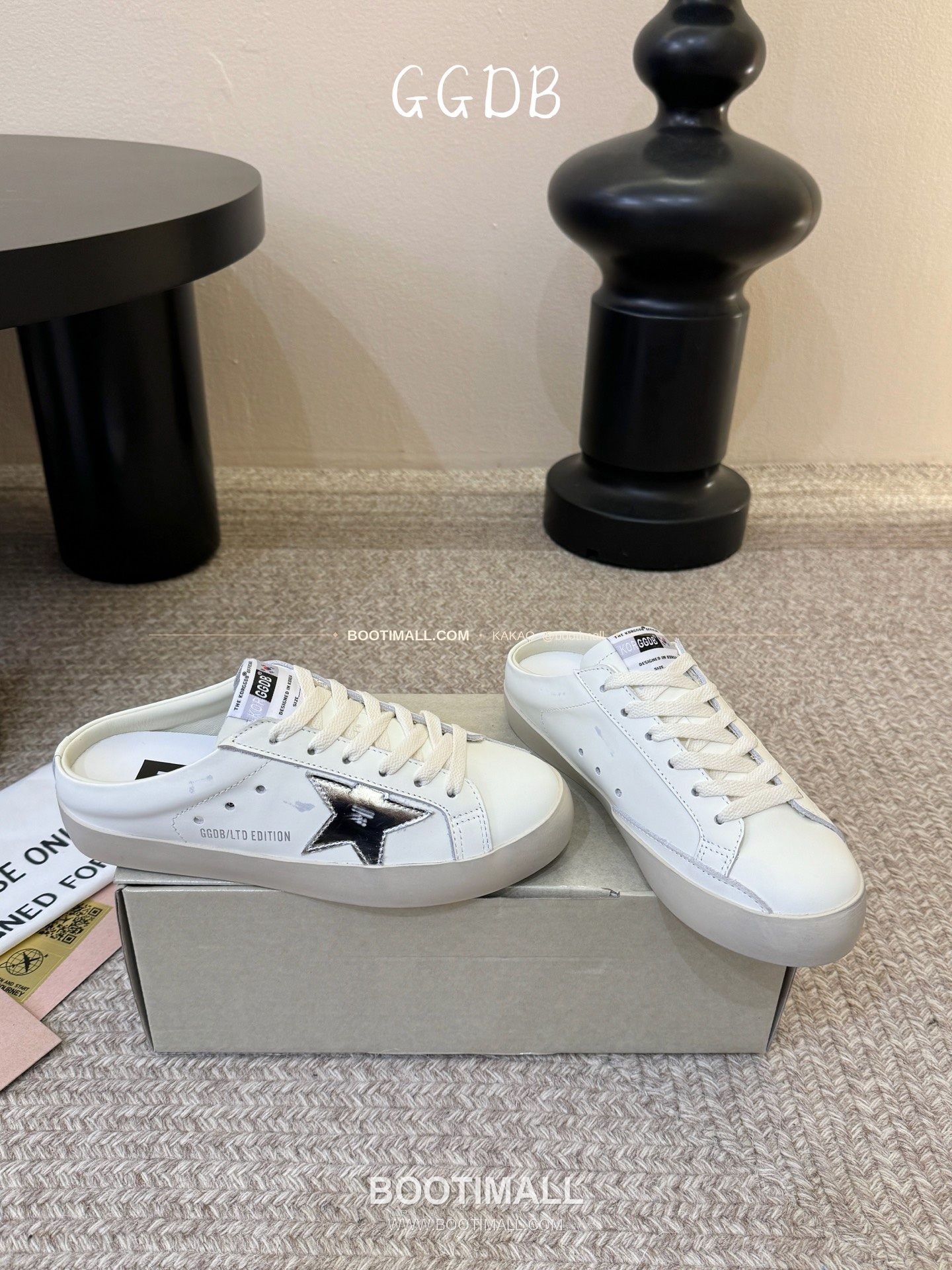 골든구스 2025SS 빈티지 디스트레스드 레더 로우탑 스니커즈 Golden Goose 2025 SS Distressed Leather Low Top Black Sneakers 3.5cm 4