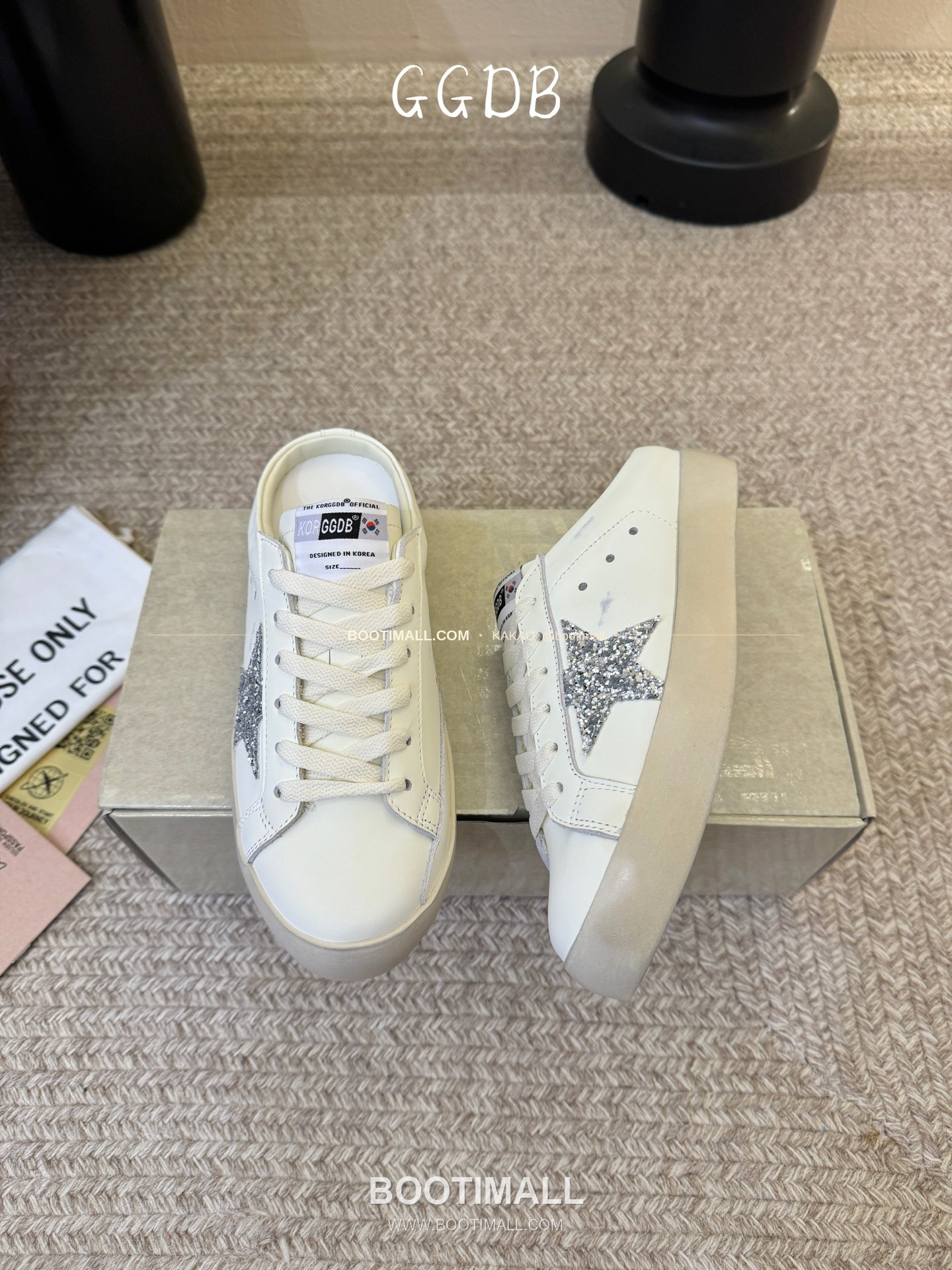 골든구스 2025SS 빈티지 디스트레스드 레더 로우탑 스니커즈 Golden Goose 2025 SS Distressed Leather Low Top Black Sneakers 3.5cm 3