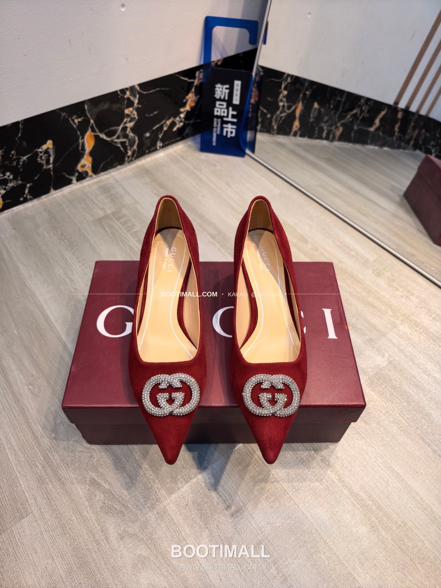 구찌 2026 소가죽 더블G 크리스탈 포인티드토 펌프스 Gucci 2026 Cow Leather Double G Crystal Pointed Toe Black Pumps 5.5cm 1