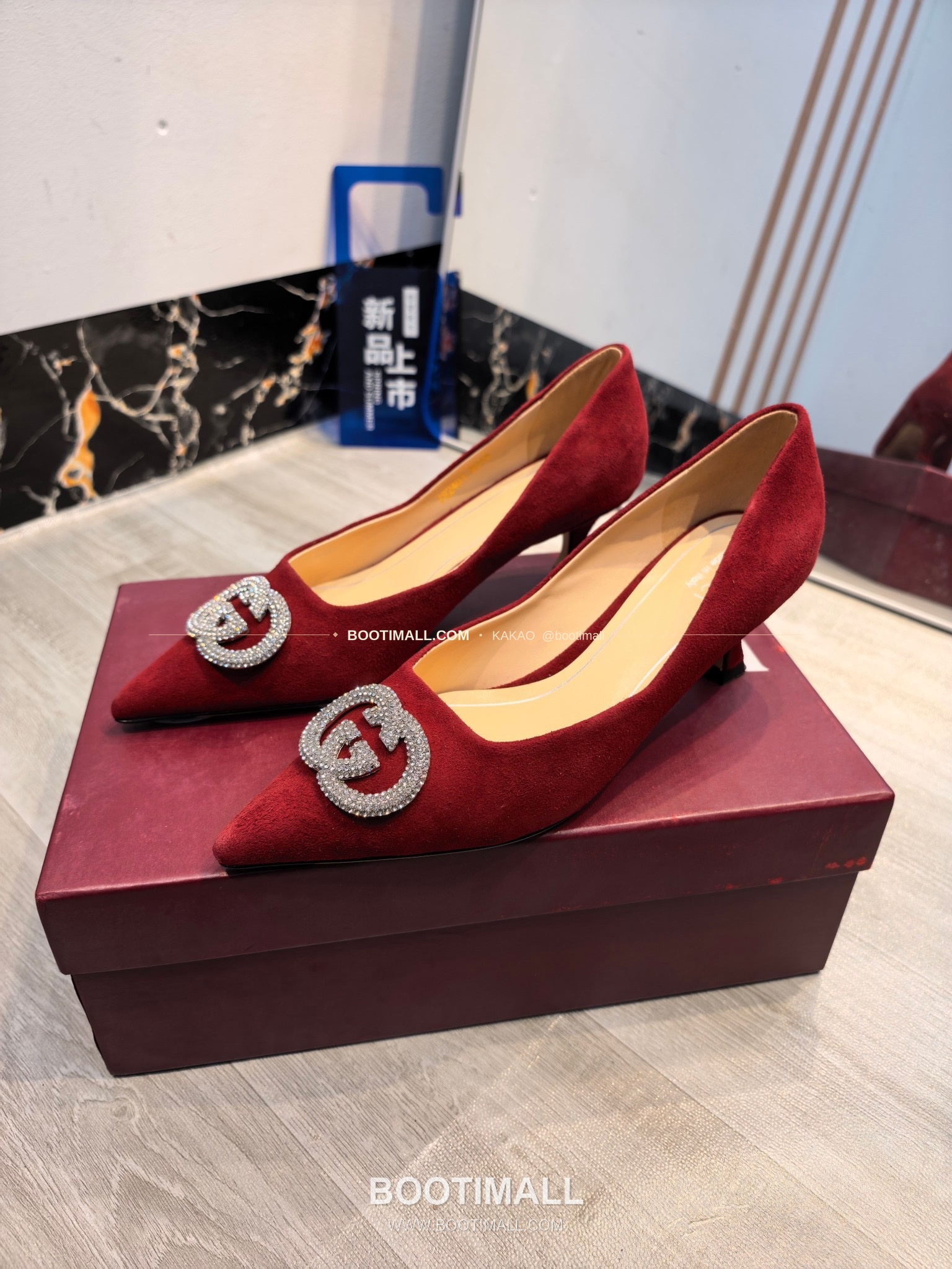 구찌 2026 소가죽 더블G 크리스탈 포인티드토 펌프스 Gucci 2026 Cow Leather Double G Crystal Pointed Toe Black Pumps 5.5cm 3