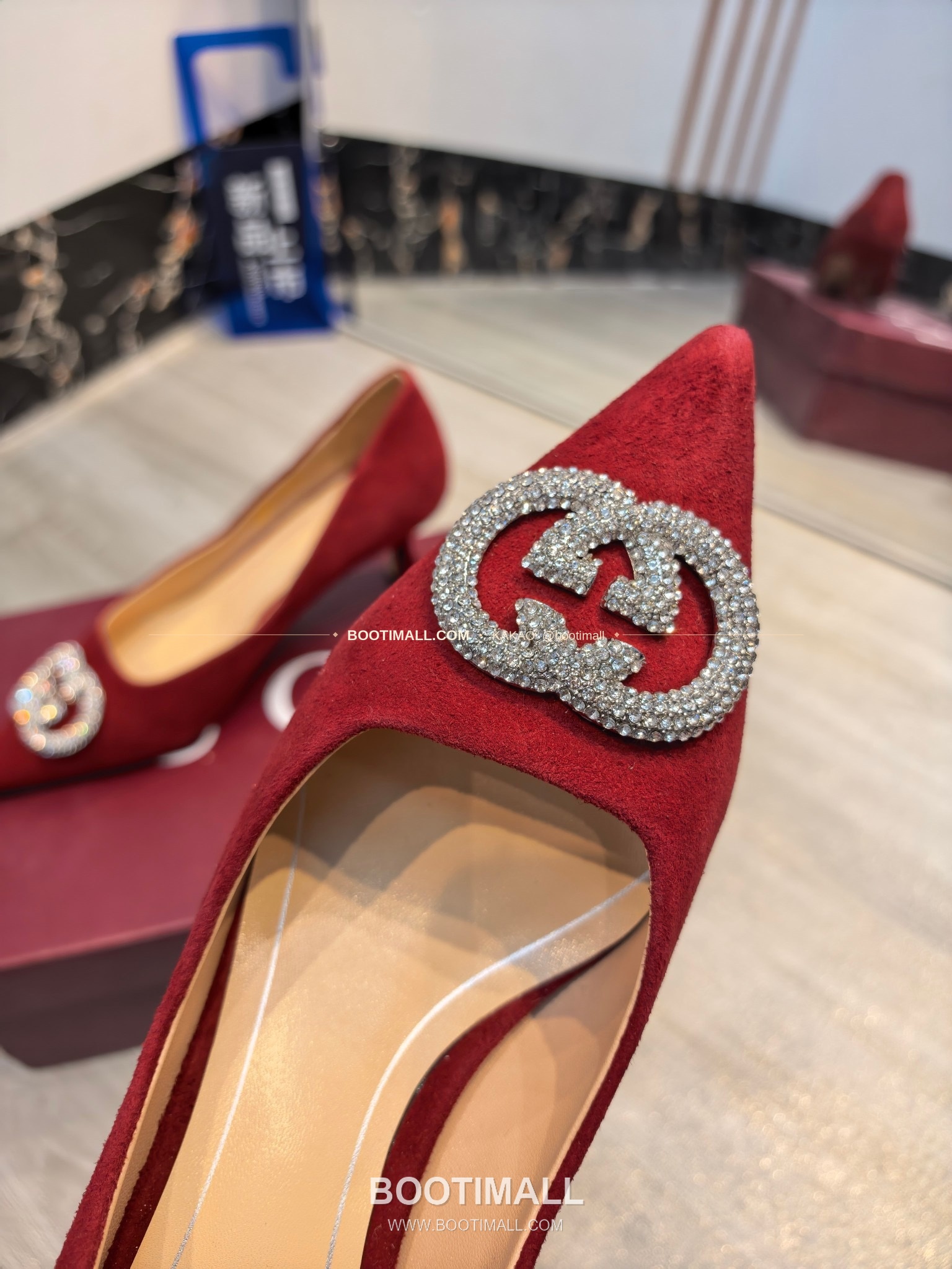 구찌 2026 소가죽 더블G 크리스탈 포인티드토 펌프스 Gucci 2026 Cow Leather Double G Crystal Pointed Toe Black Pumps 5.5cm 4