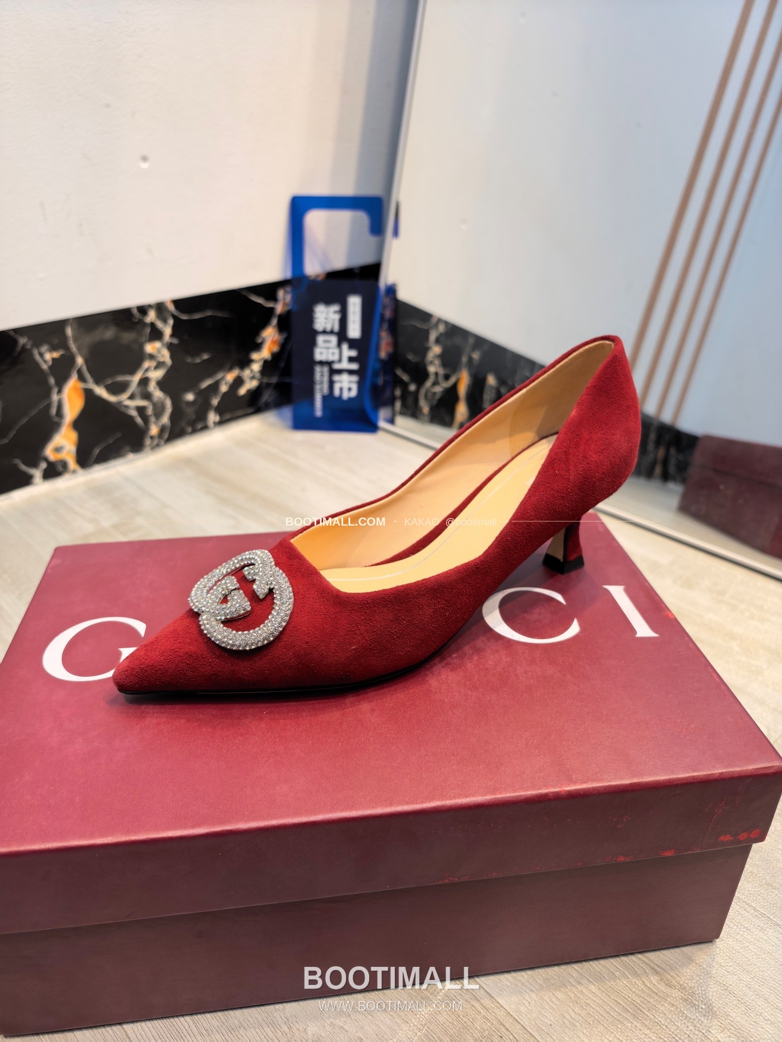 구찌 2026 소가죽 더블G 크리스탈 포인티드토 펌프스 Gucci 2026 Cow Leather Double G Crystal Pointed Toe Black Pumps 5.5cm 5