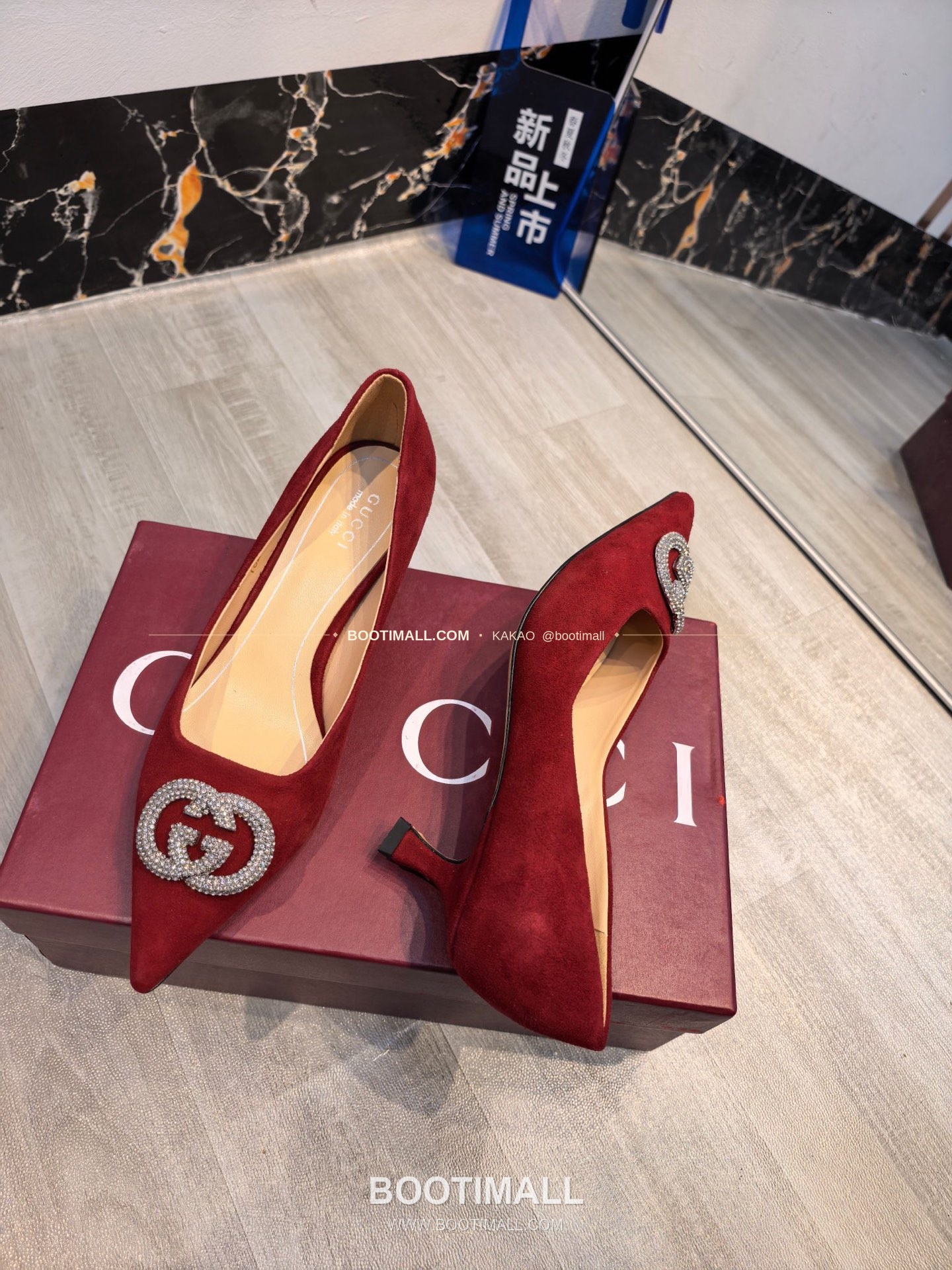 구찌 2026 소가죽 더블G 크리스탈 포인티드토 펌프스 Gucci 2026 Cow Leather Double G Crystal Pointed Toe Black Pumps 5.5cm 6