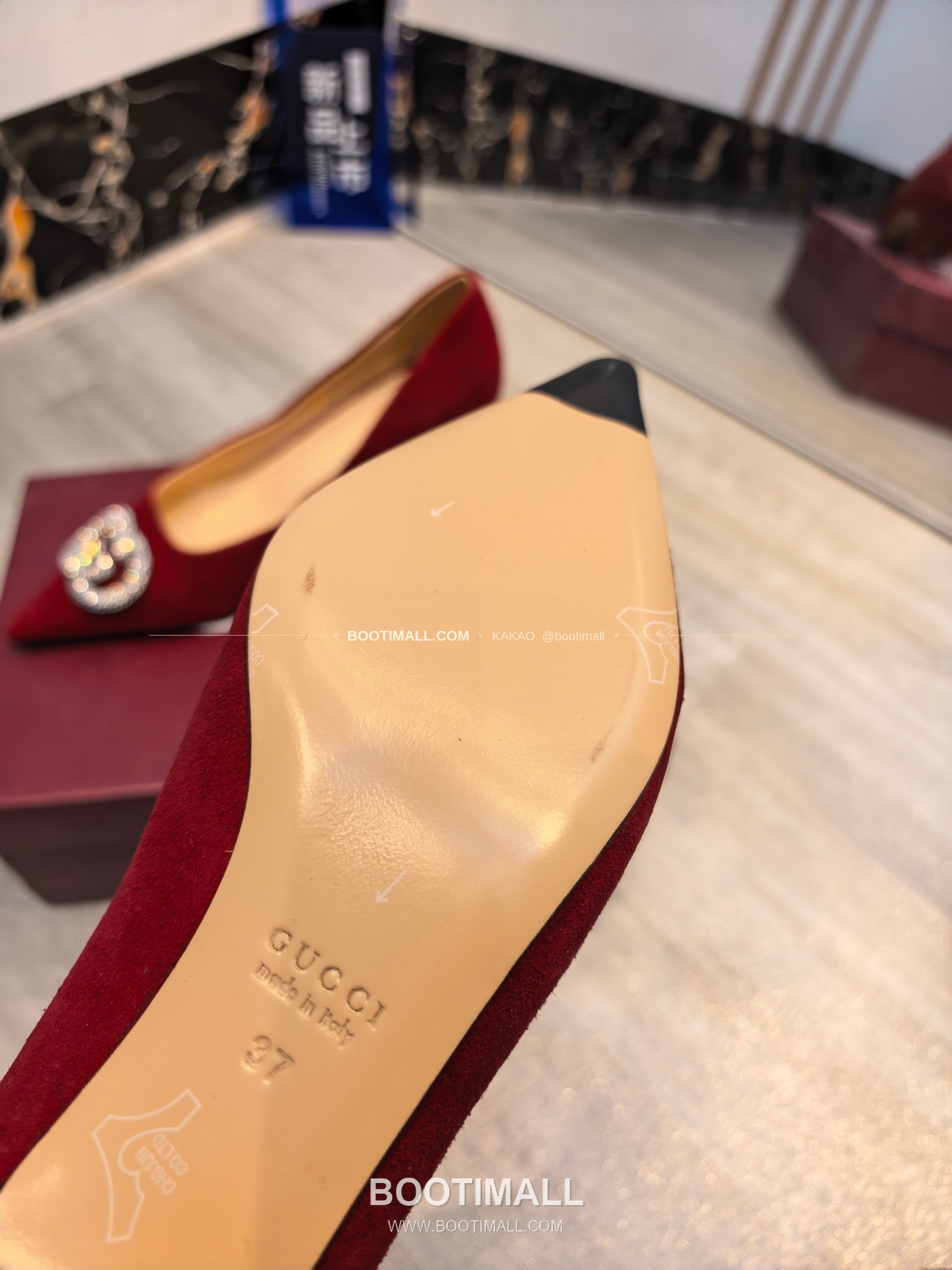 구찌 2026 소가죽 더블G 크리스탈 포인티드토 펌프스 Gucci 2026 Cow Leather Double G Crystal Pointed Toe Black Pumps 5.5cm 9