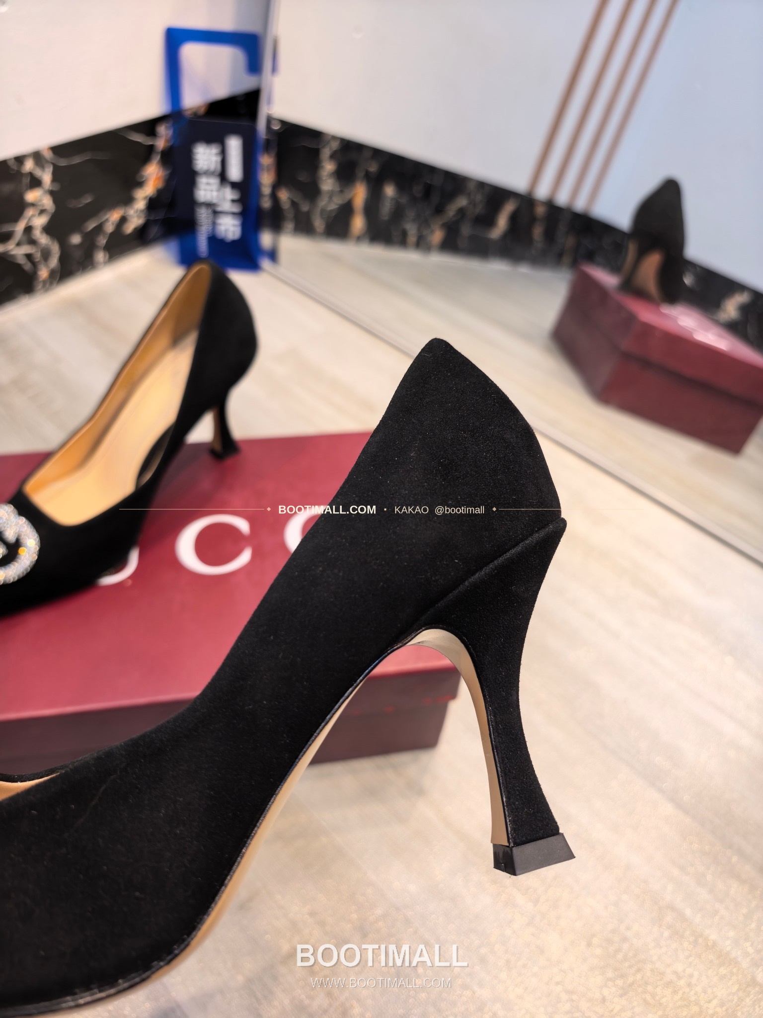 구찌 2026 소가죽 더블G 크리스탈 포인티드토 펌프스 Gucci 2026 Cow Leather Double G Crystal Pointed Toe Black Pumps 5.5cm 8