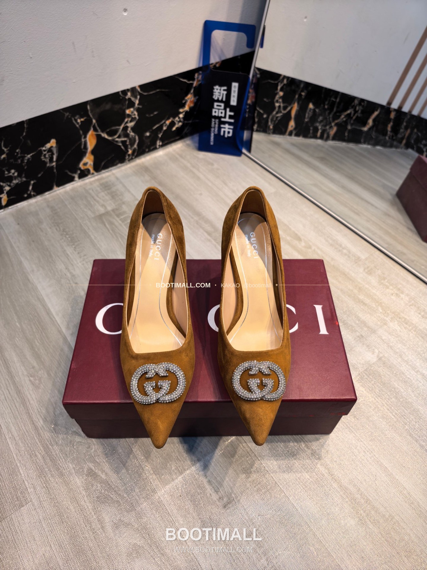 구찌 2026 소가죽 더블G 크리스탈 포인티드토 펌프스 Gucci 2026 Cow Leather Double G Crystal Pointed Toe Black Pumps 5.5cm 1