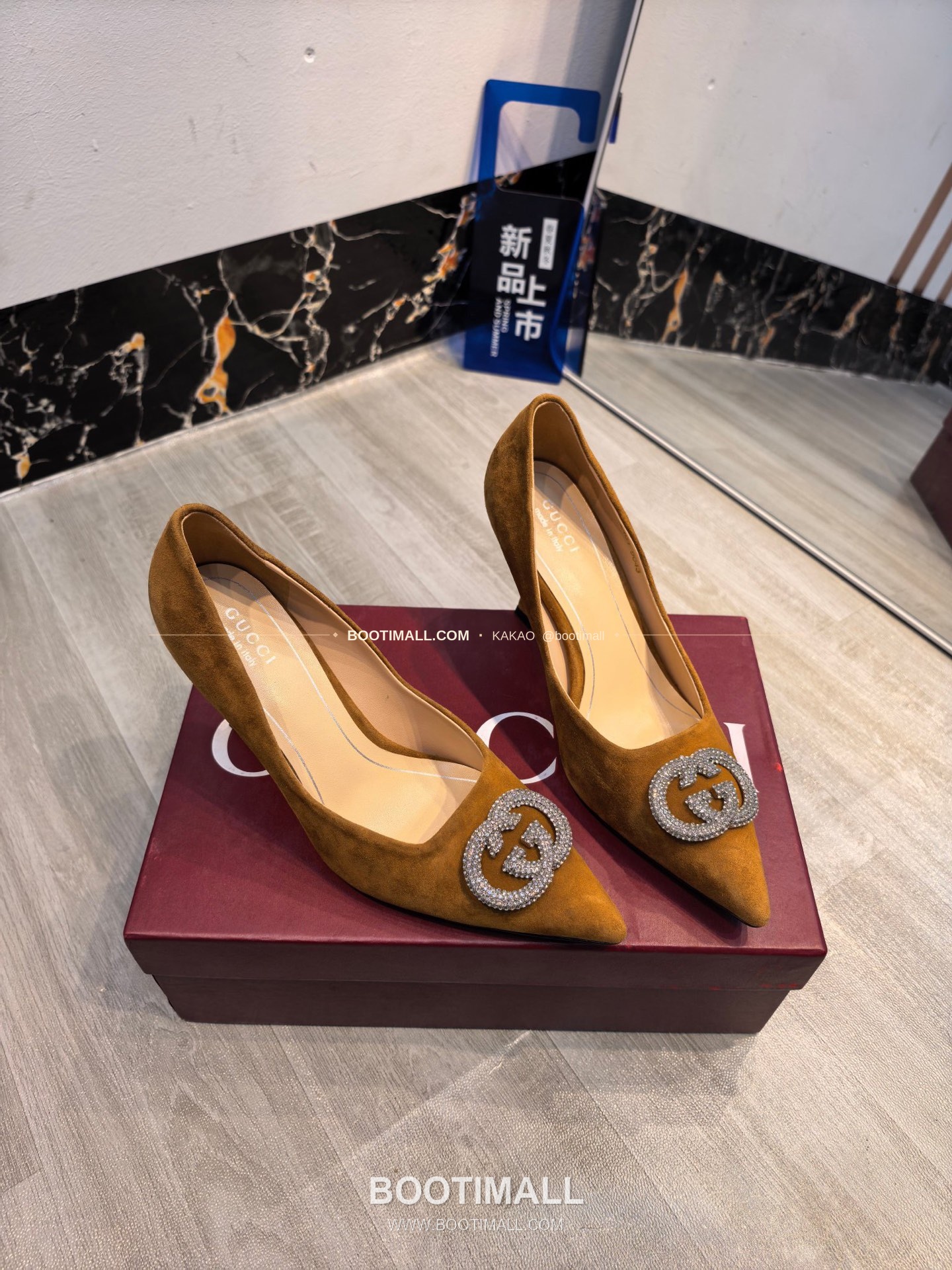 구찌 2026 소가죽 더블G 크리스탈 포인티드토 펌프스 Gucci 2026 Cow Leather Double G Crystal Pointed Toe Black Pumps 5.5cm 2