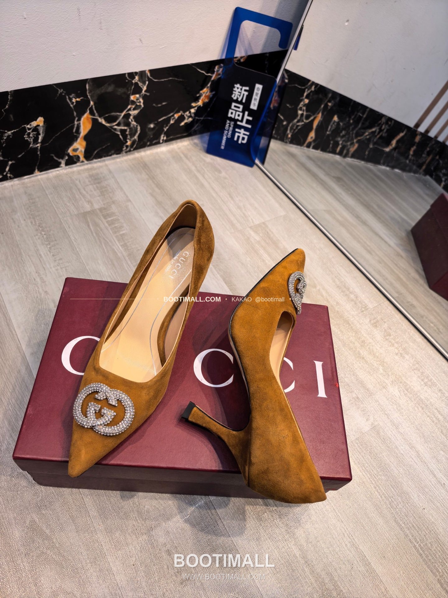 구찌 2026 소가죽 더블G 크리스탈 포인티드토 펌프스 Gucci 2026 Cow Leather Double G Crystal Pointed Toe Black Pumps 5.5cm 4