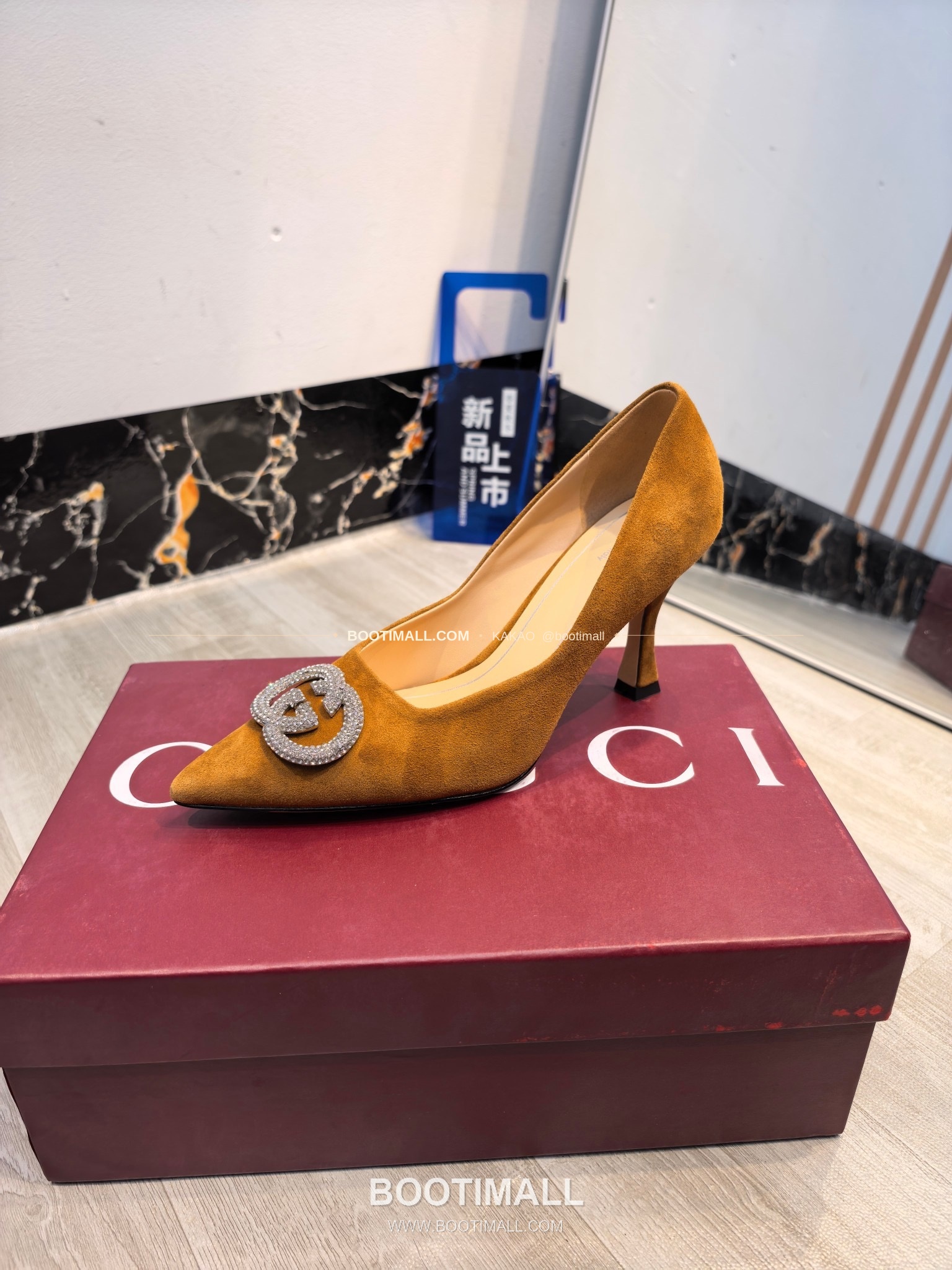 구찌 2026 소가죽 더블G 크리스탈 포인티드토 펌프스 Gucci 2026 Cow Leather Double G Crystal Pointed Toe Black Pumps 5.5cm 5