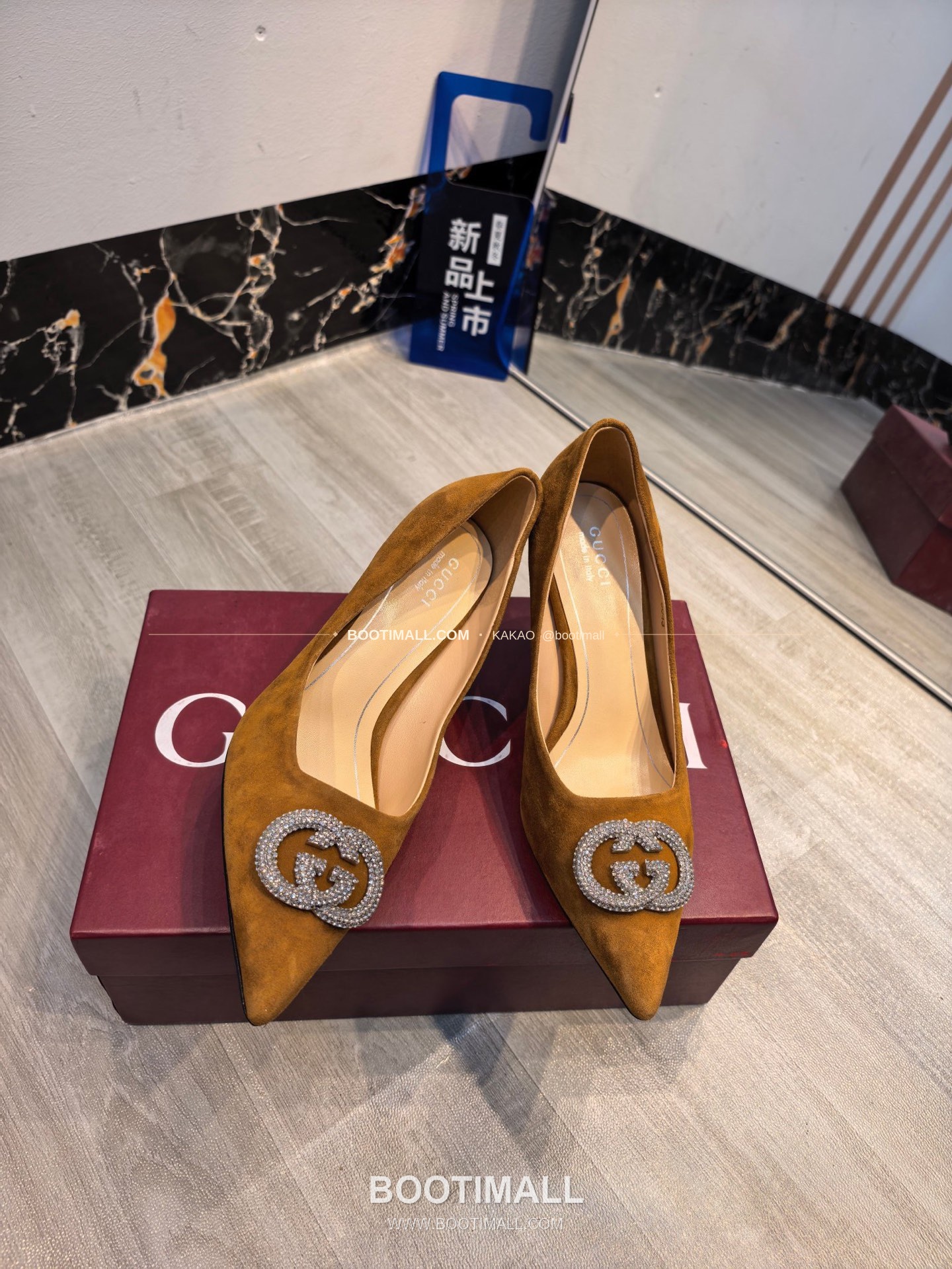 구찌 2026 소가죽 더블G 크리스탈 포인티드토 펌프스 Gucci 2026 Cow Leather Double G Crystal Pointed Toe Black Pumps 5.5cm 6