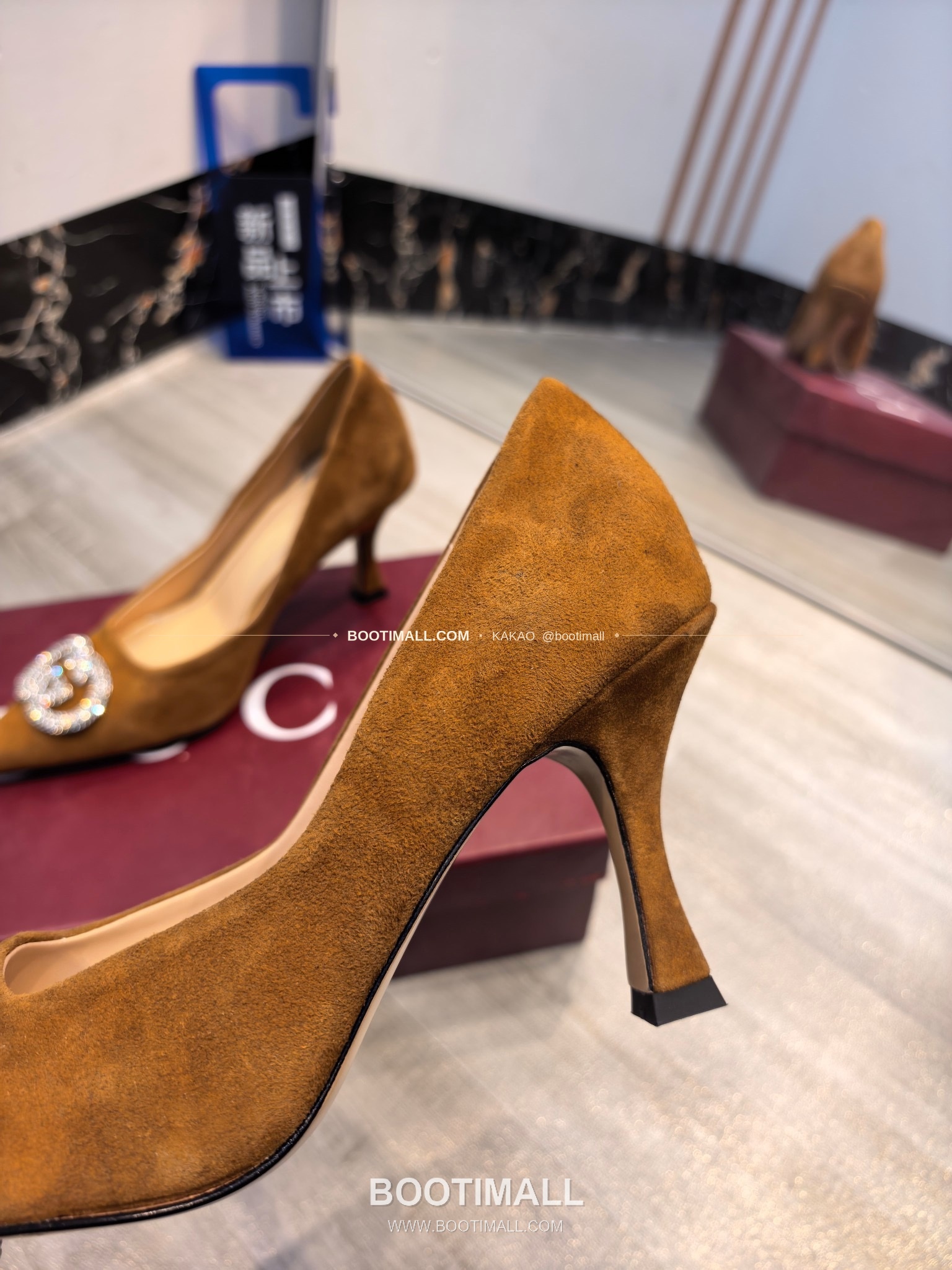 구찌 2026 소가죽 더블G 크리스탈 포인티드토 펌프스 Gucci 2026 Cow Leather Double G Crystal Pointed Toe Black Pumps 5.5cm 7